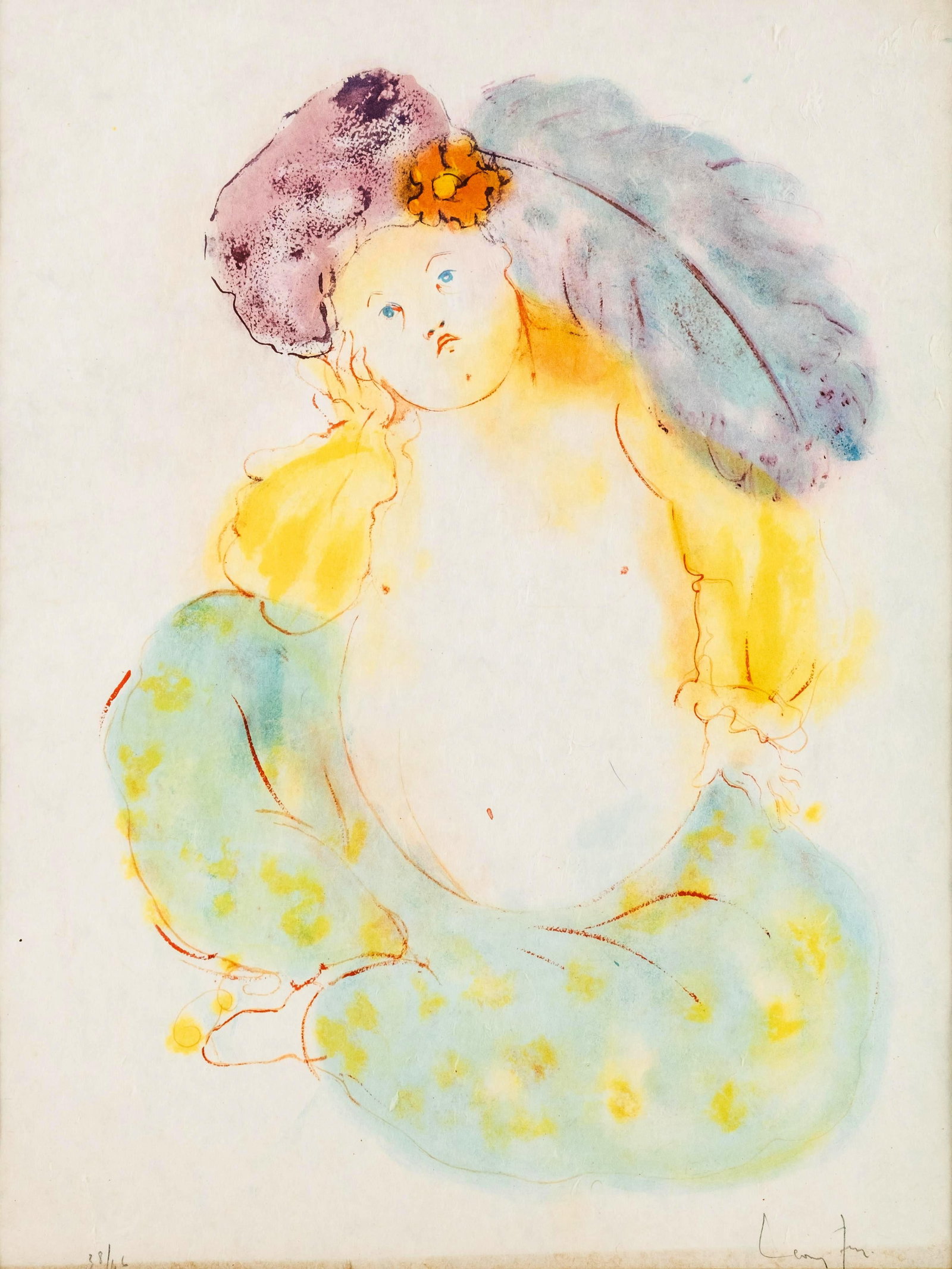 Leonor Fini Hand Signed Small Edition Lithograph,38/46, 1970s - 2