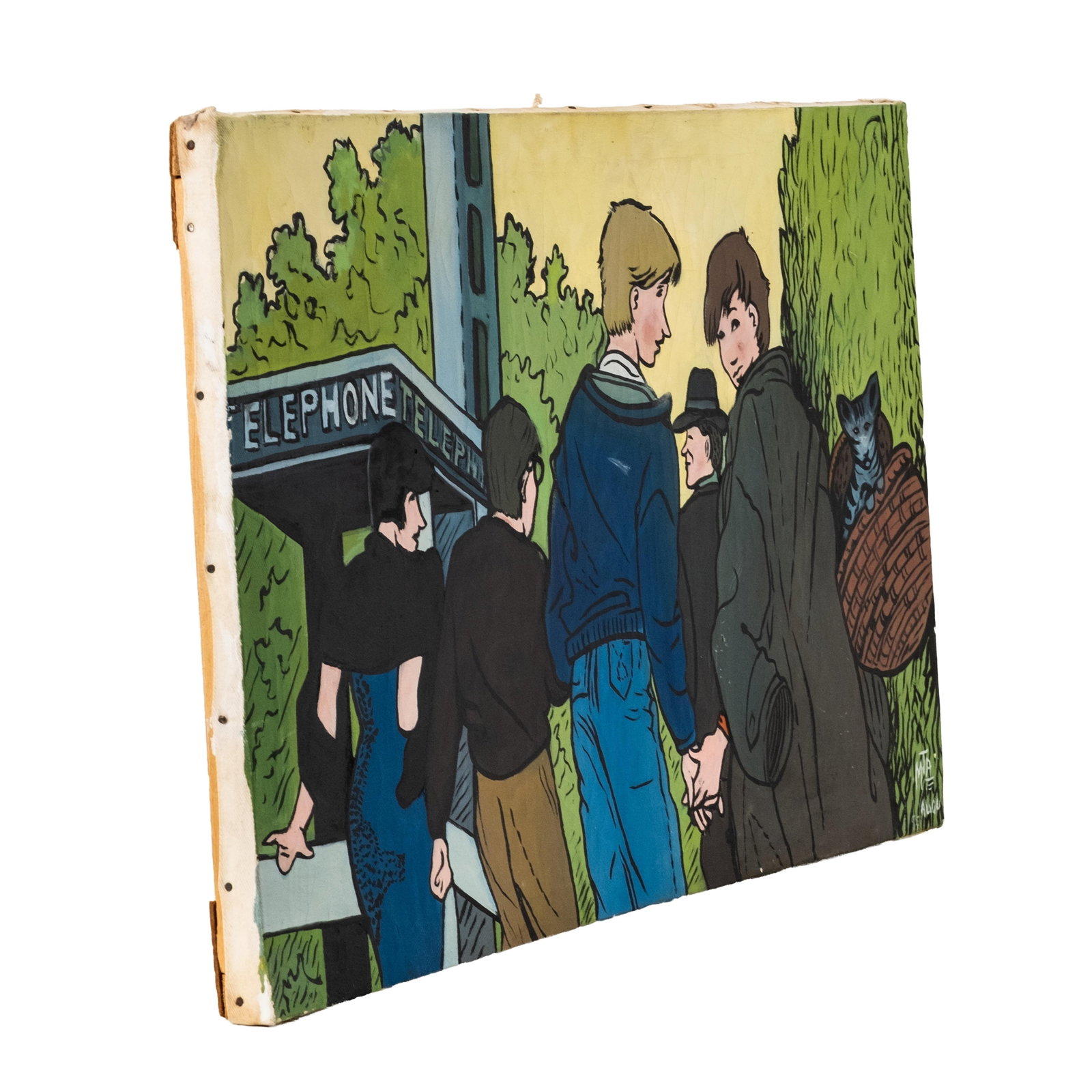 No Reserve: Signed Pop Art Telephone Booth Street Scene Painting, 1993 - 10