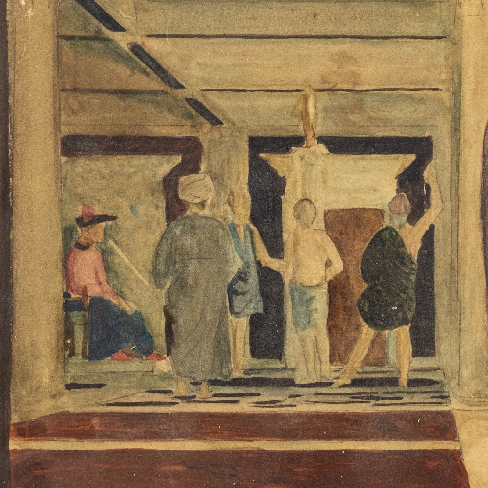 No Reserve: After Piero della Francesca 'The Flagellation of Christ' Watercolor Study - 3