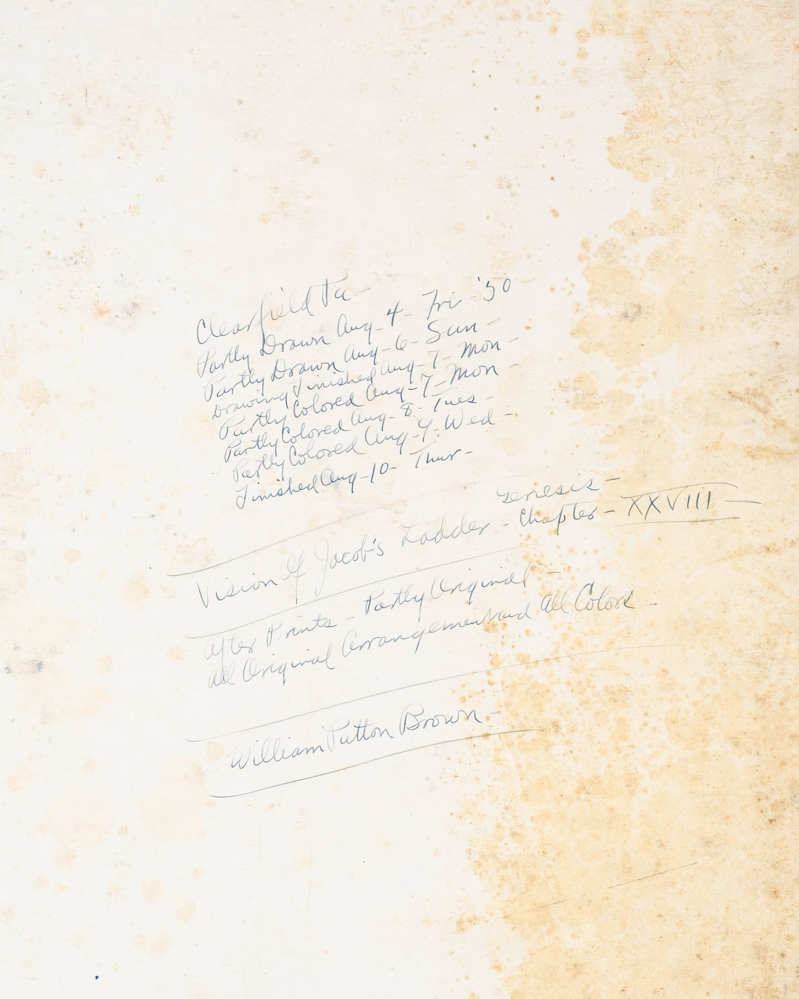 No Reserve: William Patton Brown Signed 'Jacob's Ladder' Biblical Painting, 1950 - 9