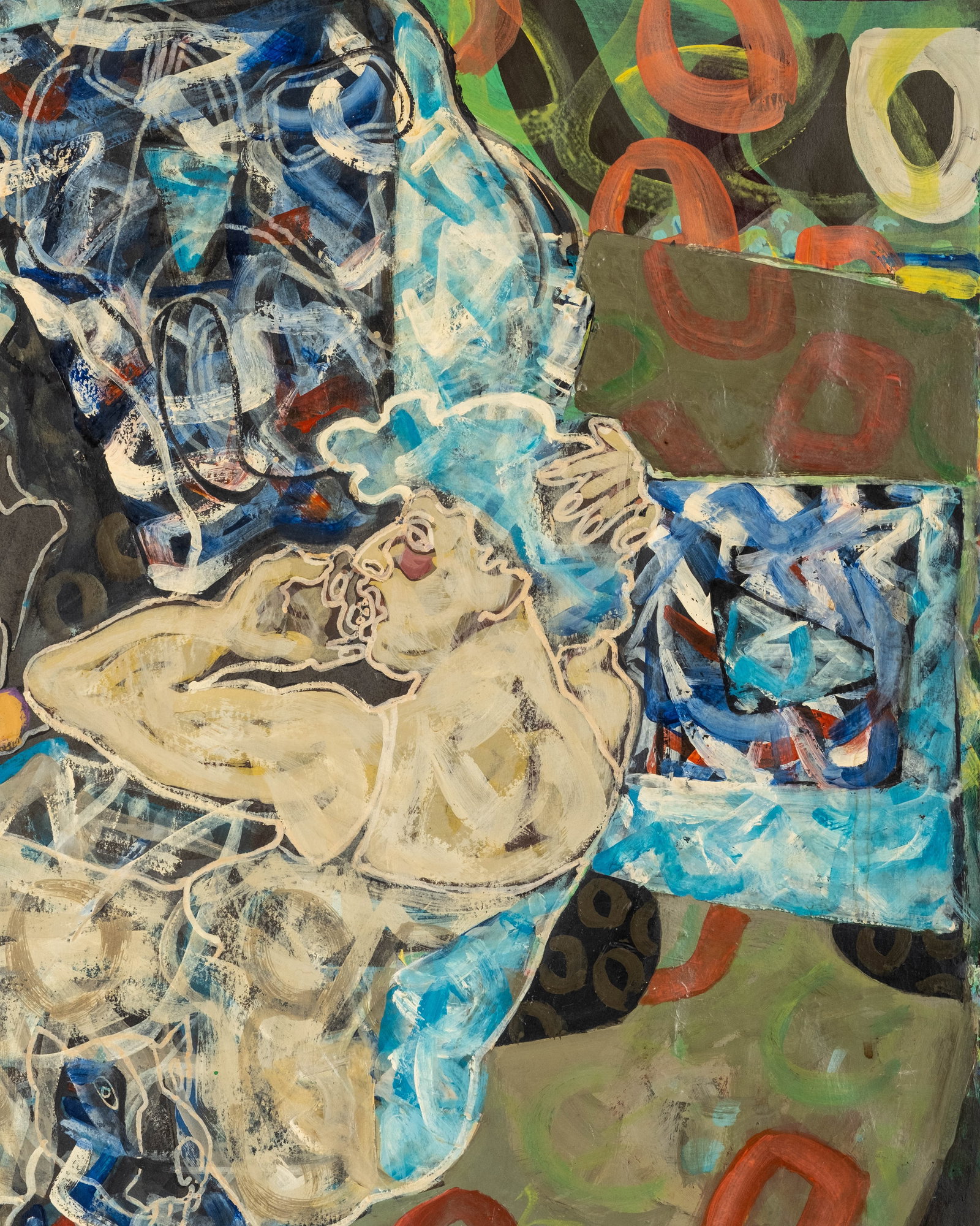No Reserve: Peter Leventhal Signed 1993 Figurative Abstract Gouache Painting - 6