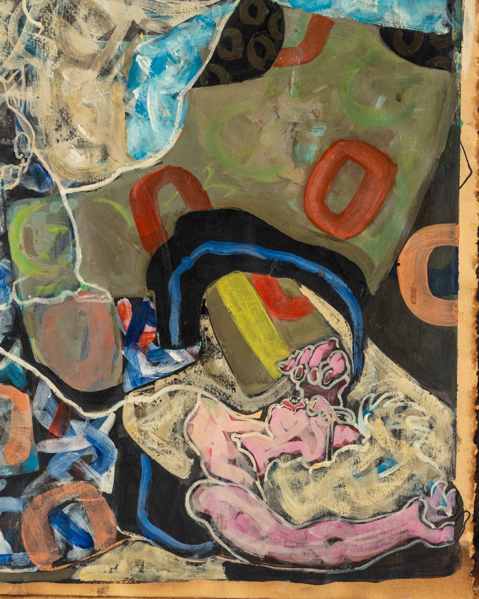 No Reserve: Peter Leventhal Signed 1993 Figurative Abstract Gouache Painting - 8