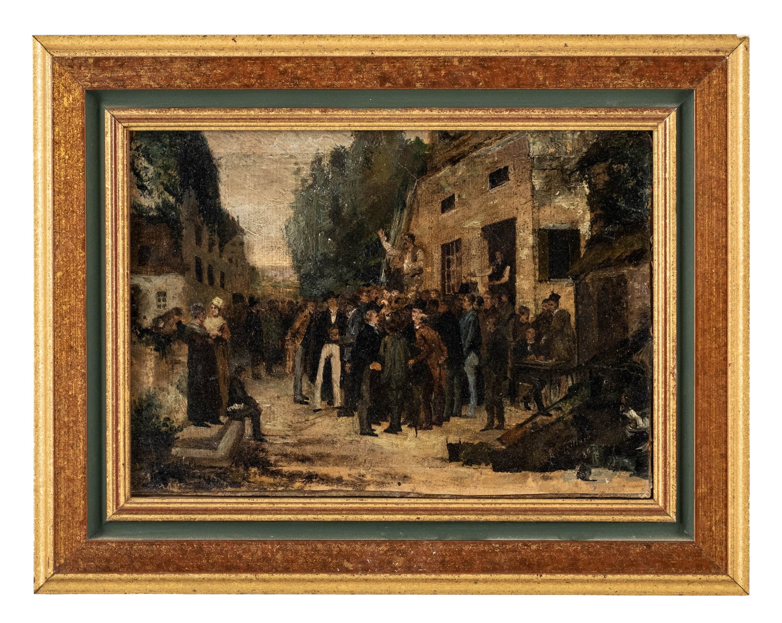 Arthur Gaillard Signed 1886 Village Election Genre Oil Painting (1 of 8)