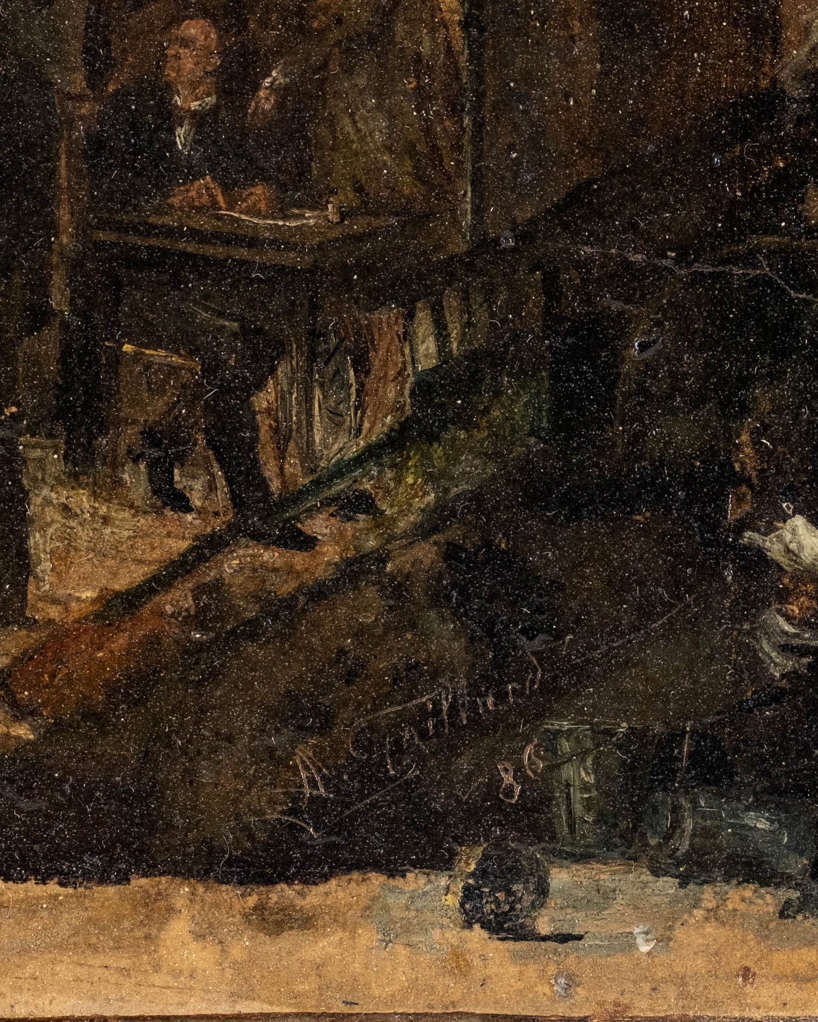 Arthur Gaillard Signed 1886 Village Election Genre Oil Painting - 4