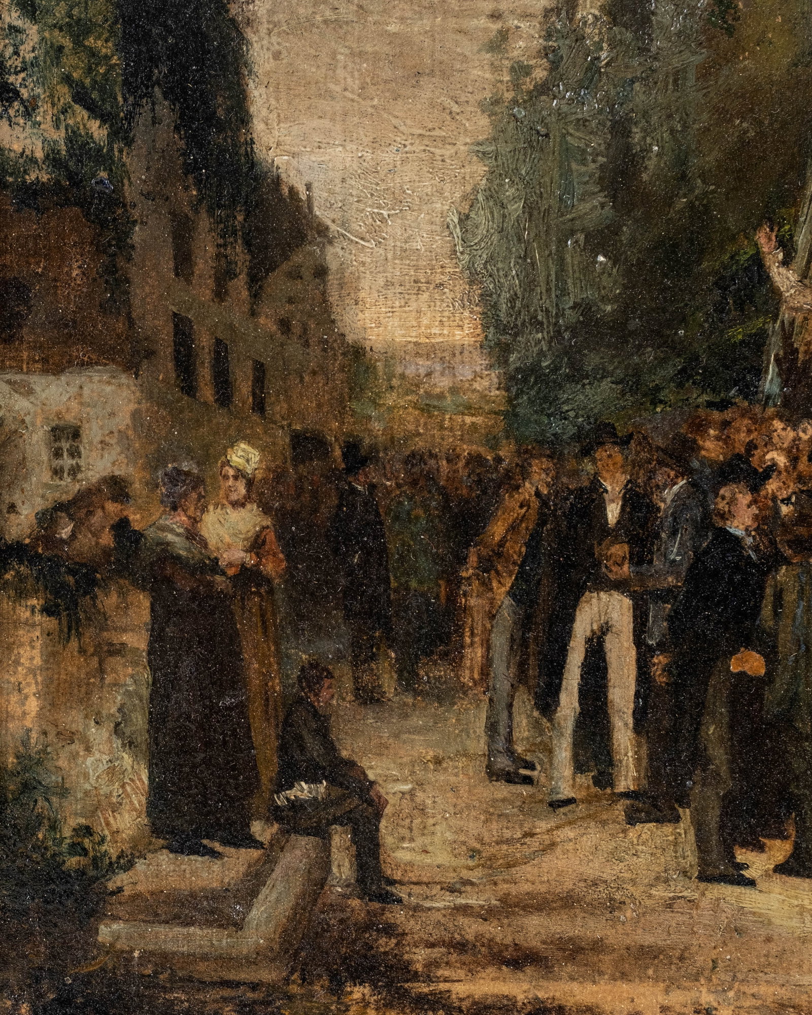 Arthur Gaillard Signed 1886 Village Election Genre Oil Painting - 5