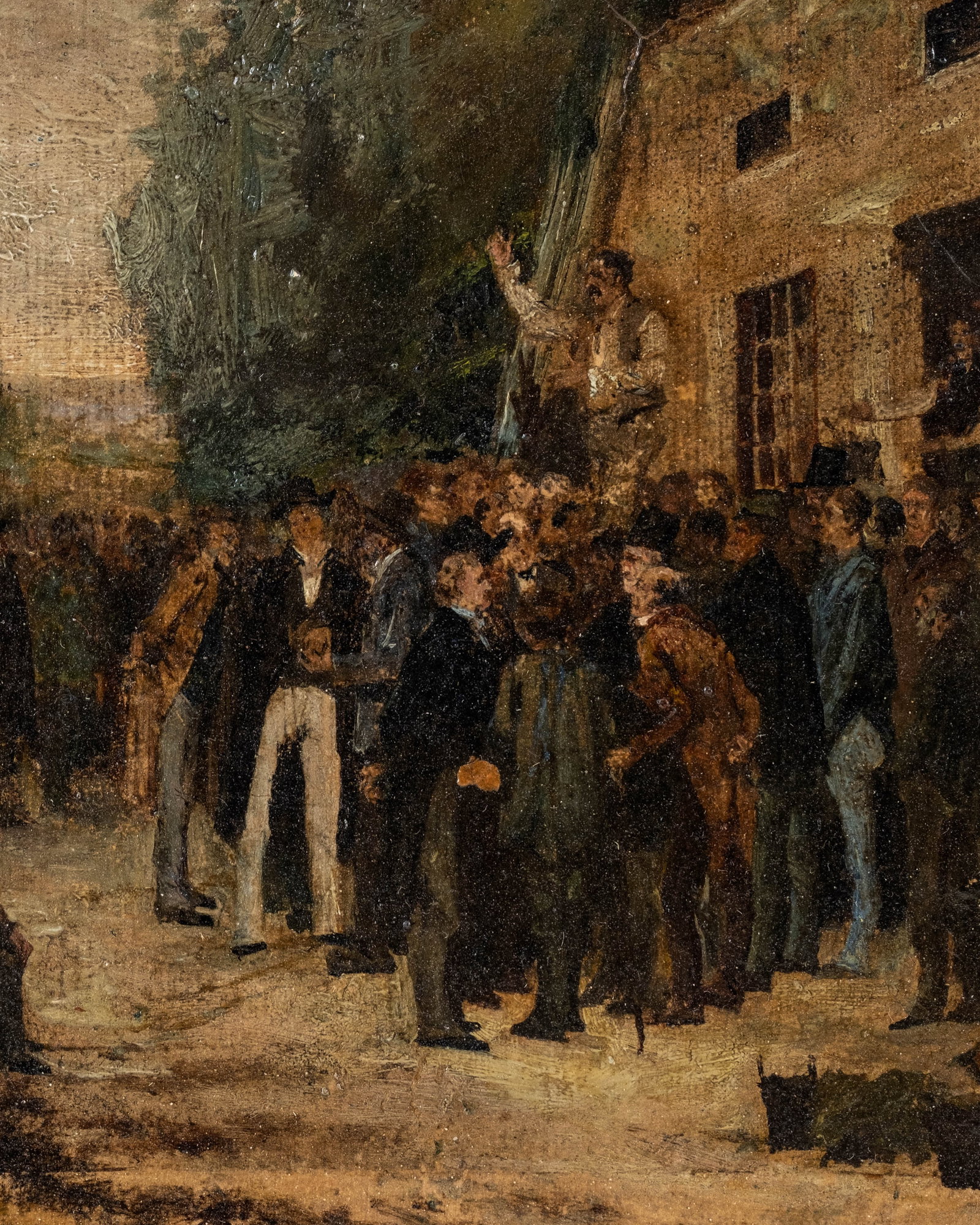 Arthur Gaillard Signed 1886 Village Election Genre Oil Painting - 6