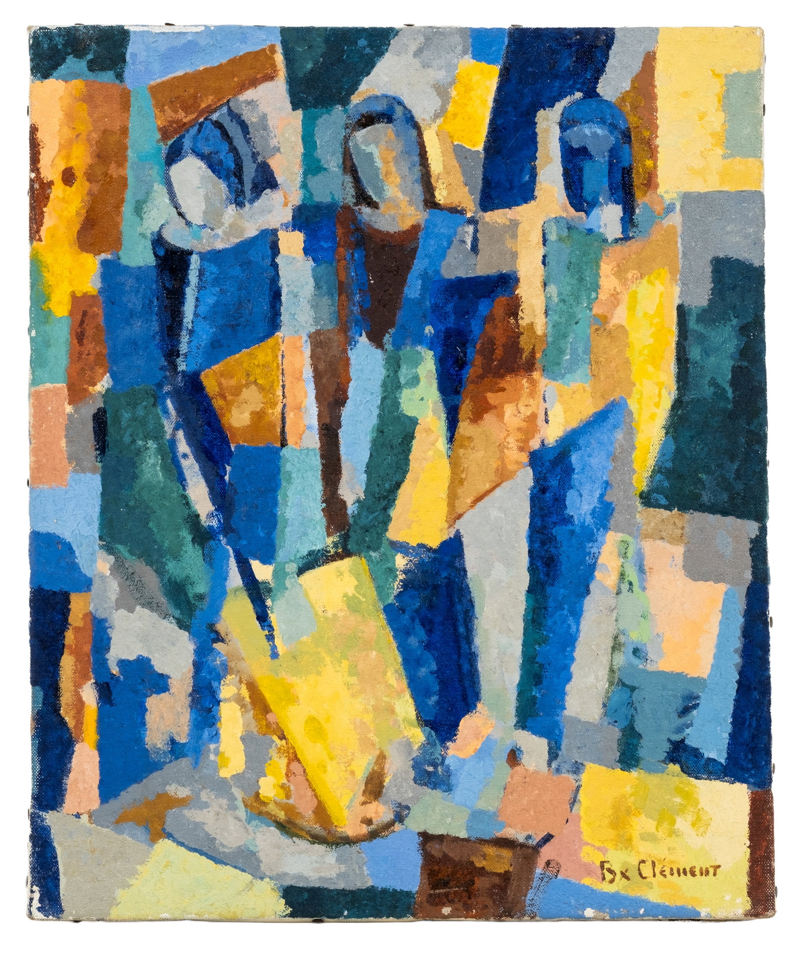 No Reserve: Signed Bx. Clement 'Three Graces' Modernist Figurative Oil on Canvas Painting - 5