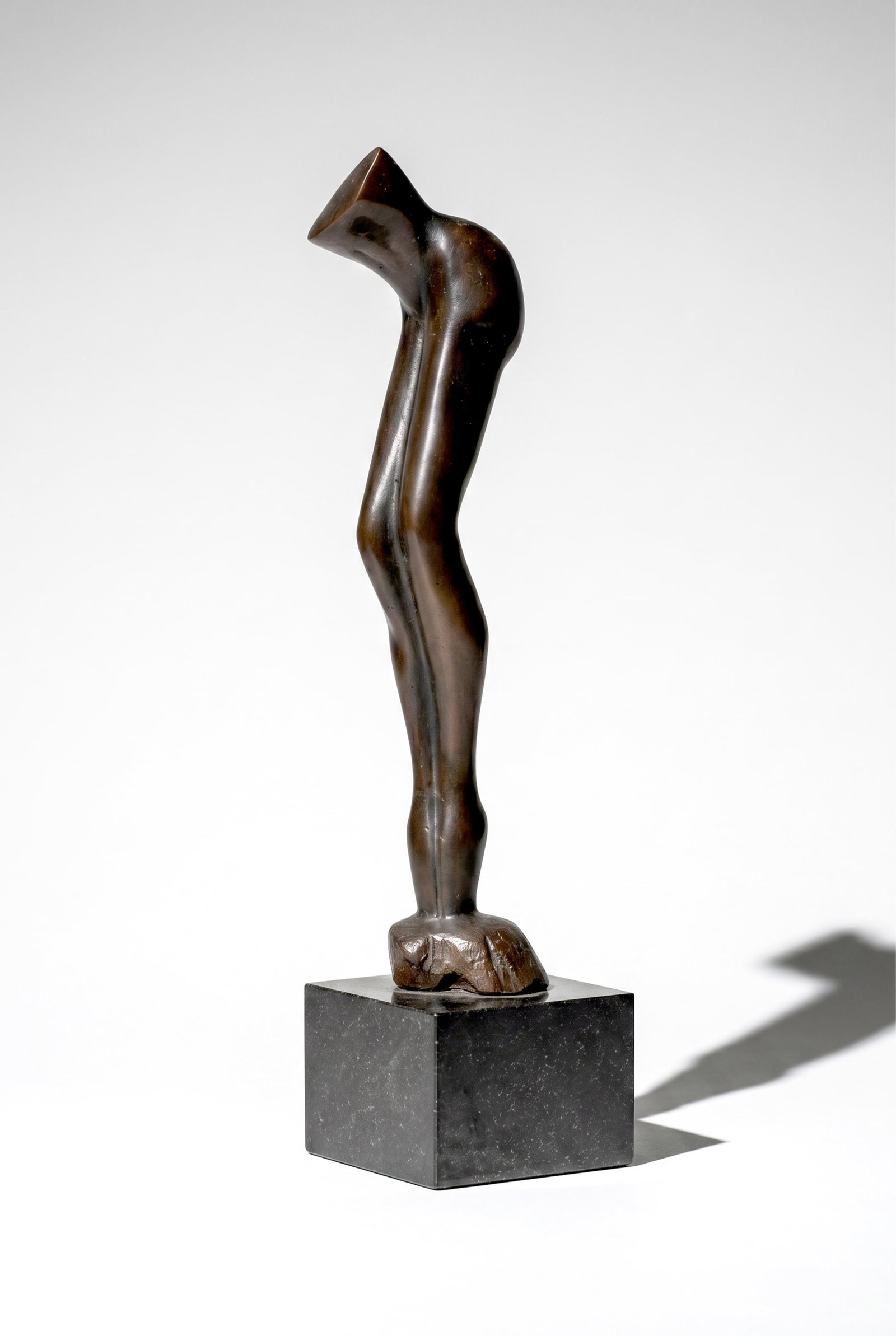 No Reserve: French Modernist Bronze Torso Sculpture, 45/200: Keywords: French, Modernist, Bronze Sculpture, Abstract Figure, Torso, Limited Edition, Figural Sculpture, Contemporary Art, Black Marble Base, Patinated Bronze, Estate Collection Summary: Mystery Art