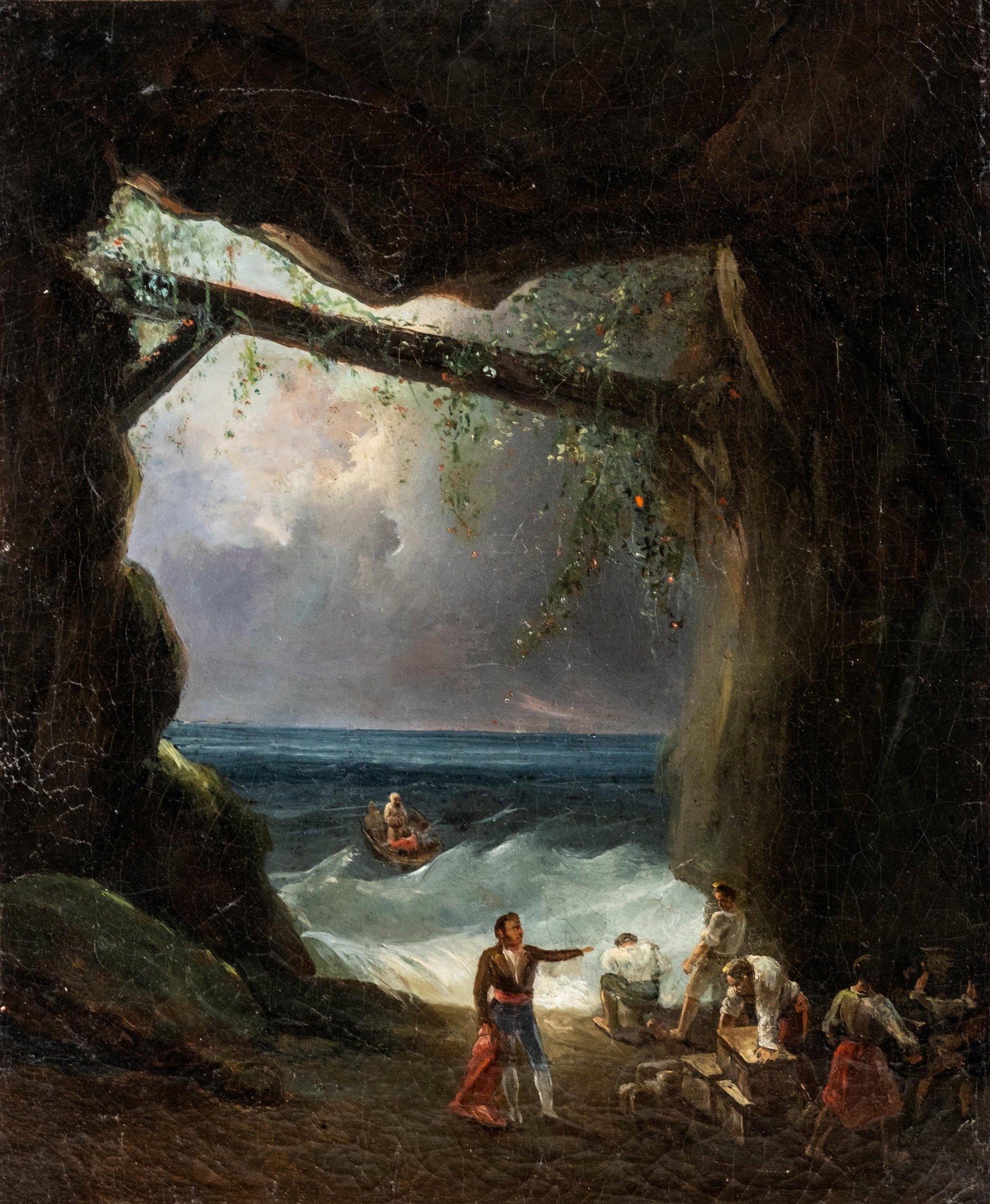 French School The Cave Of The Shipwrecked Oil Painting, Mid 19th Century (1 of 8)
