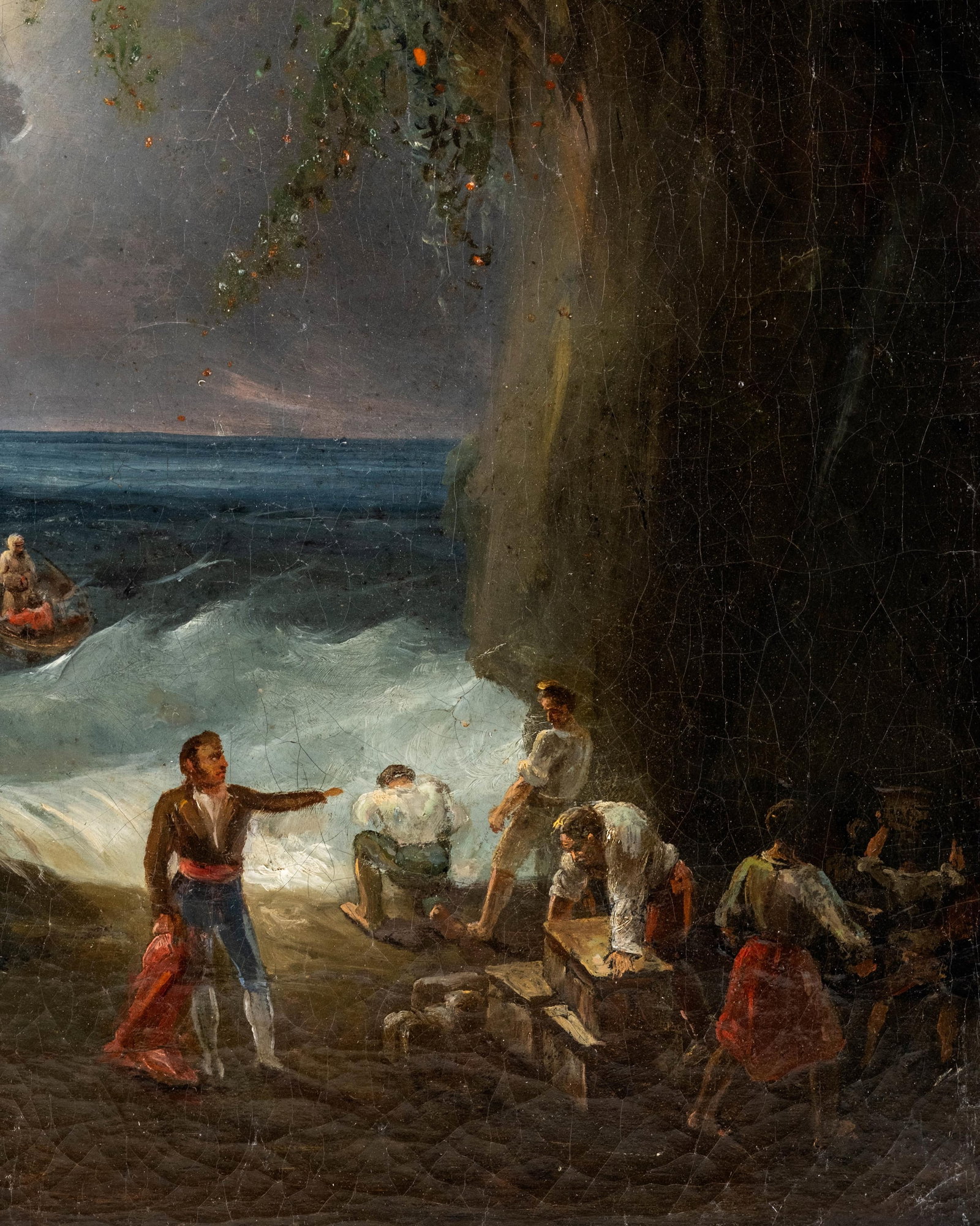 French School The Cave Of The Shipwrecked Oil Painting, Mid 19th Century - 7
