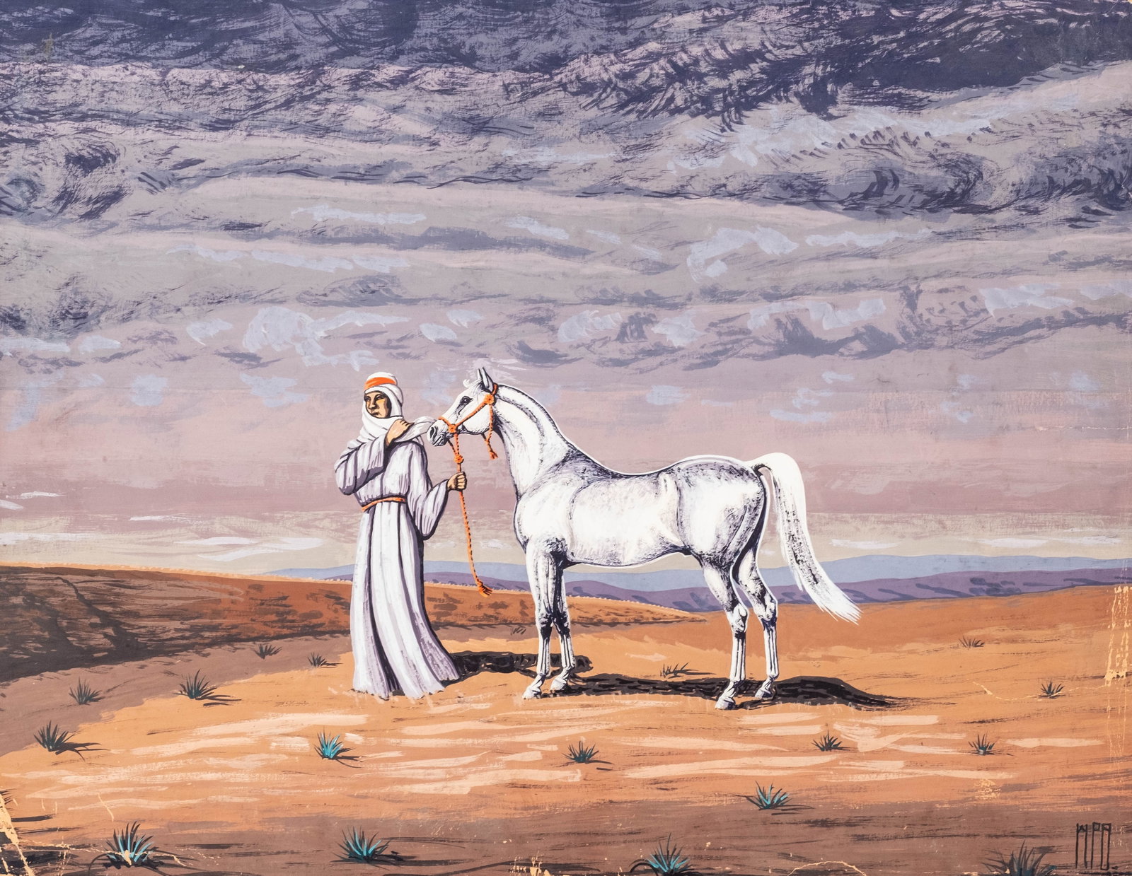 No Reserve: William Patton Brown Monogrammed Mid-Century Painting, Possibly Lawrence of Arabia (1 of 11)