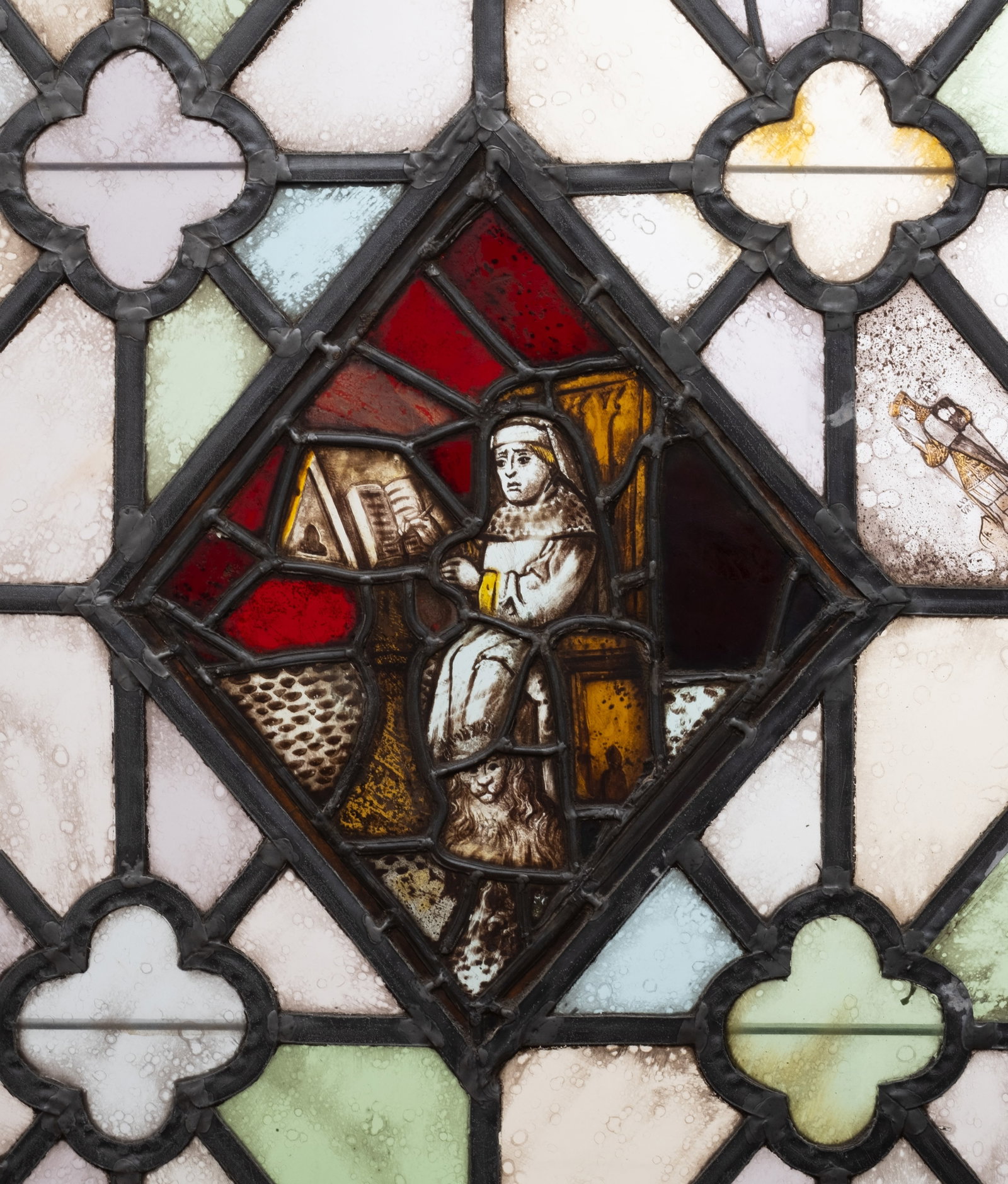 No Reserve: Pair Antique Gothic Stained & Leaded Glass Windows, 19th Century - 3