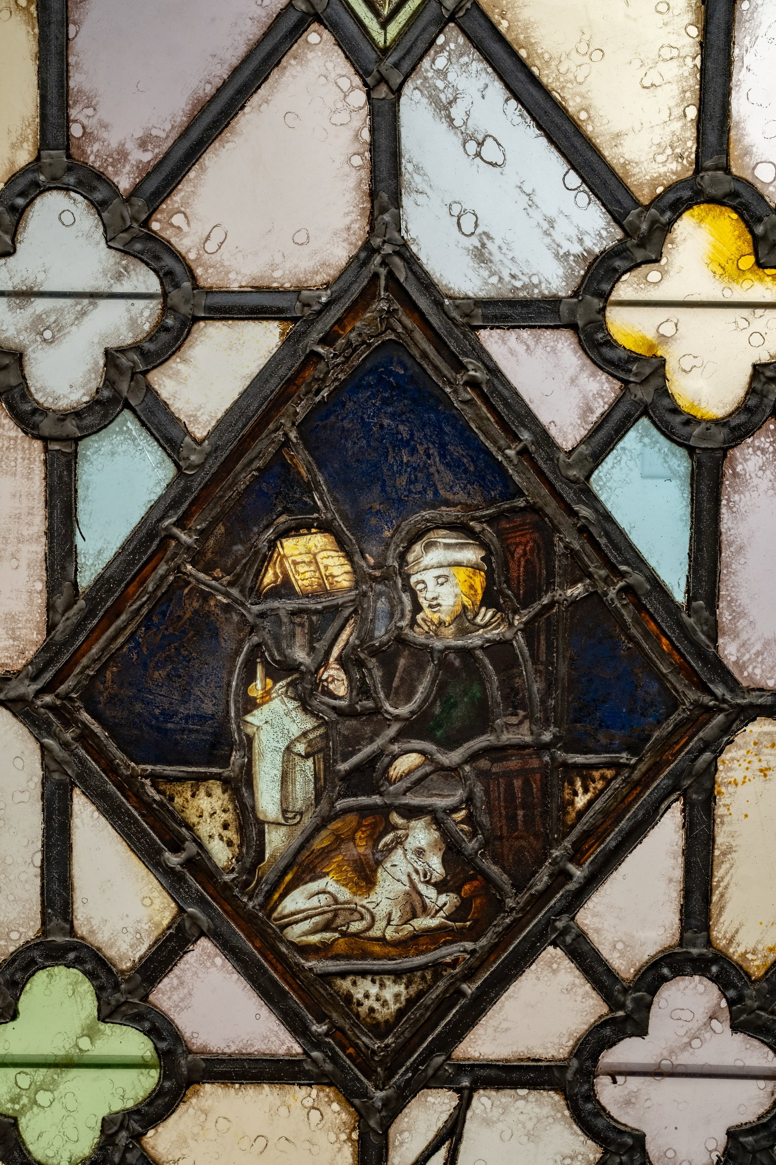No Reserve: Pair Antique Gothic Stained & Leaded Glass Windows, 19th Century - 4