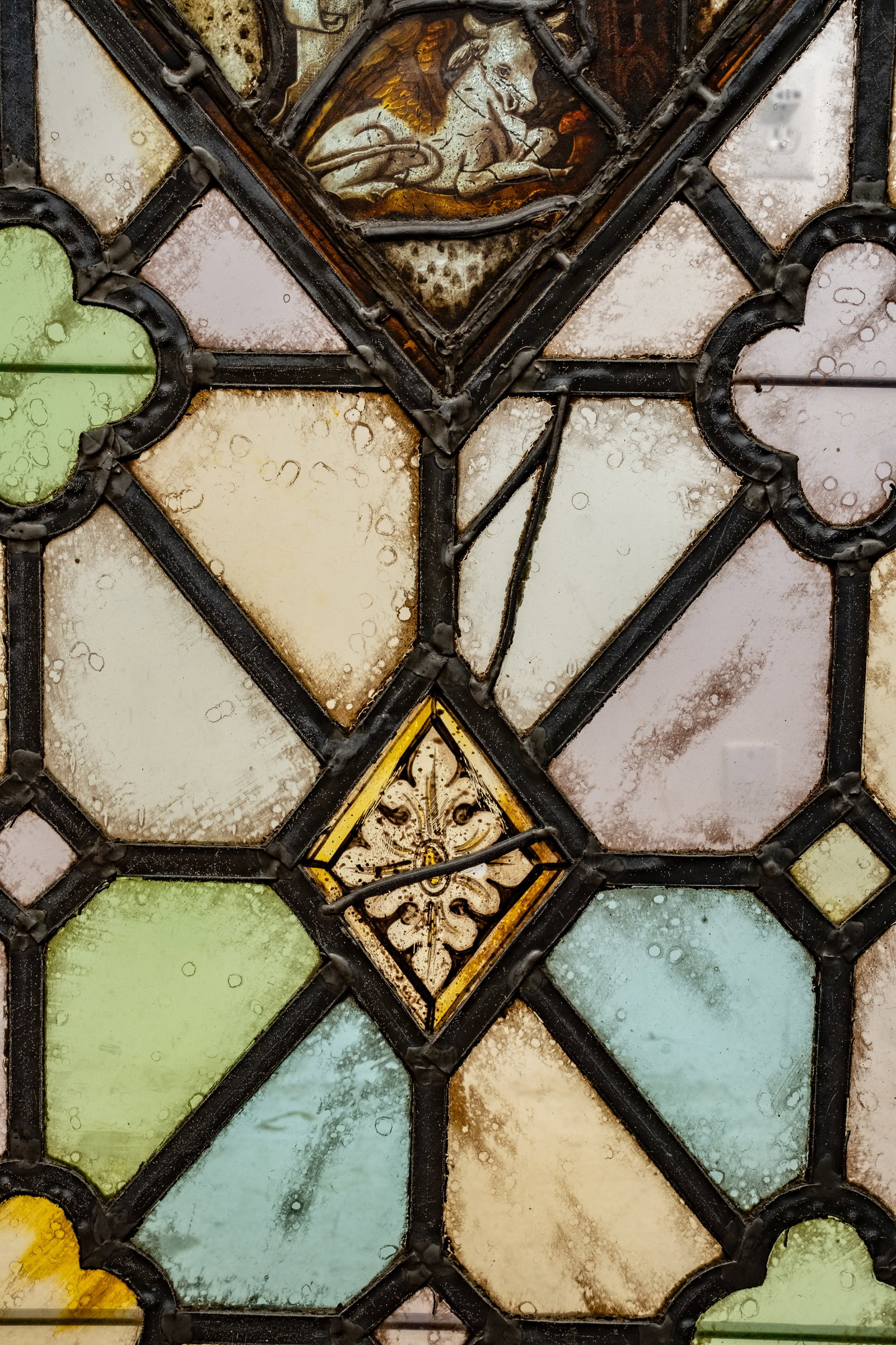 No Reserve: Pair Antique Gothic Stained & Leaded Glass Windows, 19th Century - 9