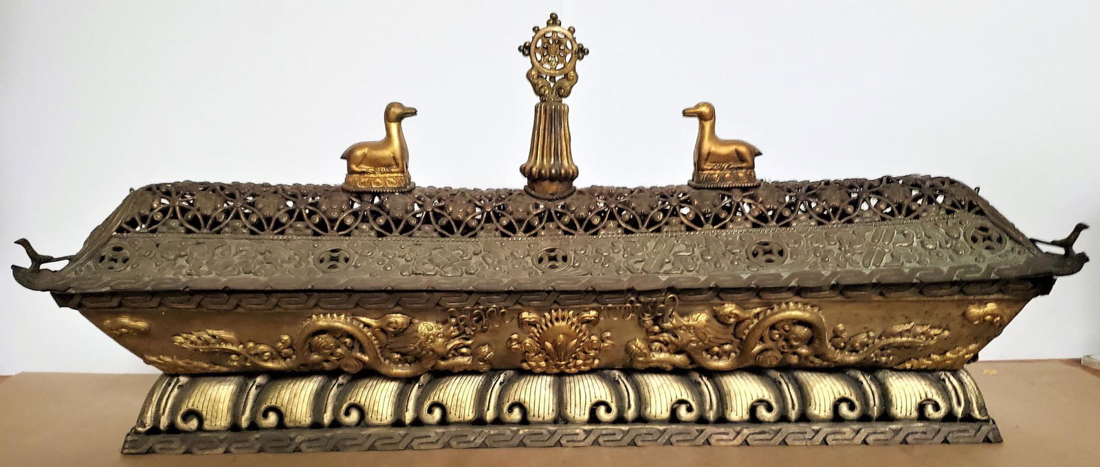 A Tibetan / Chinese Gilt Copper Incense Burner (1 of 2)