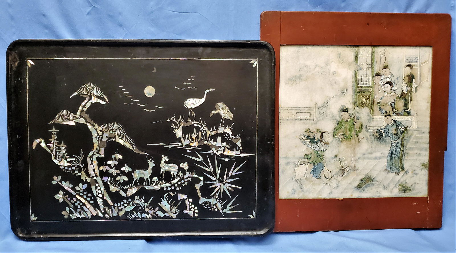 Chinese Painting on Marble and Inlaid Tray (1 of 5)