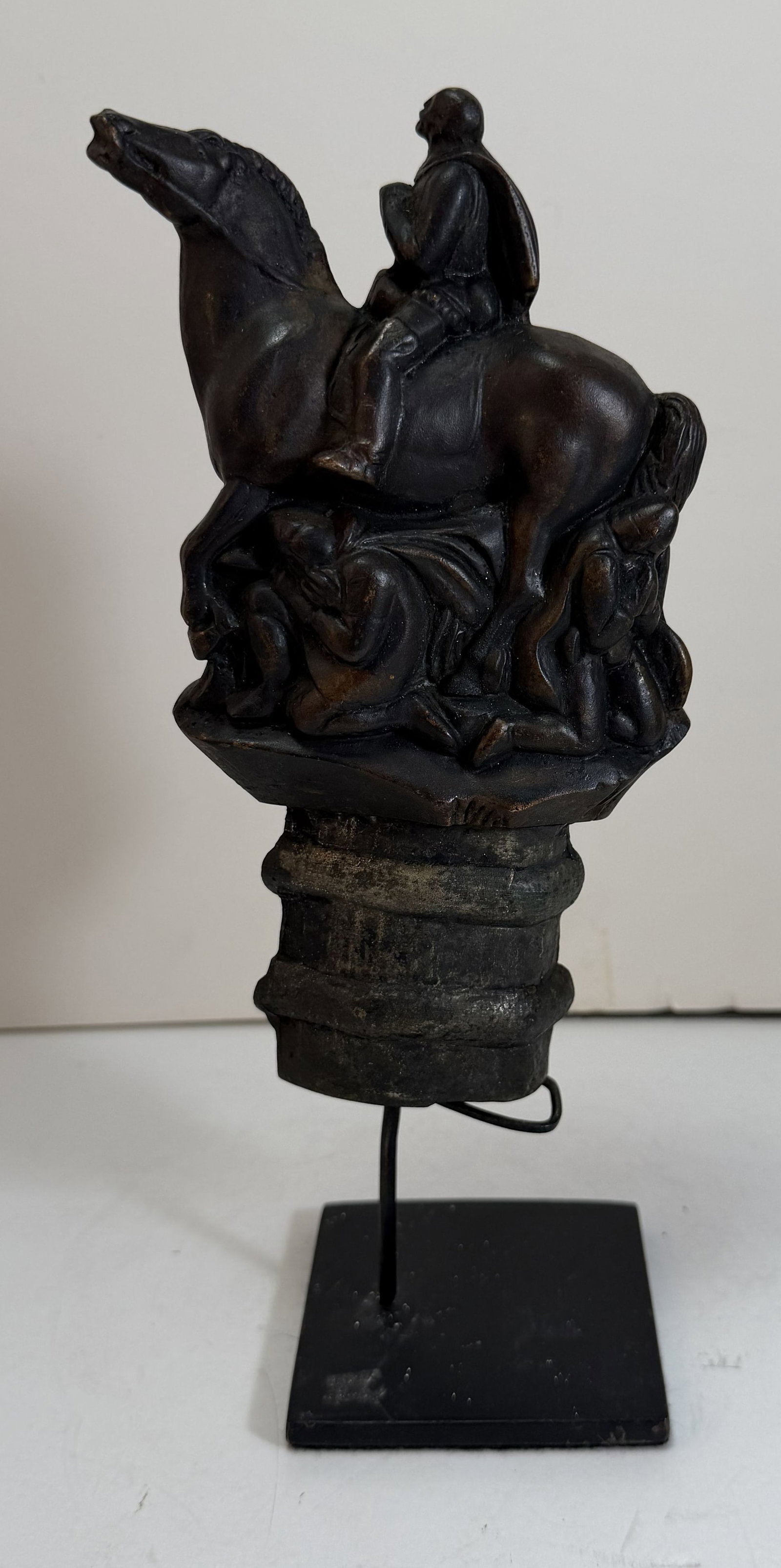 Continental Bronze Finial with Equestrian and Figure of a Hero (1 of 5)