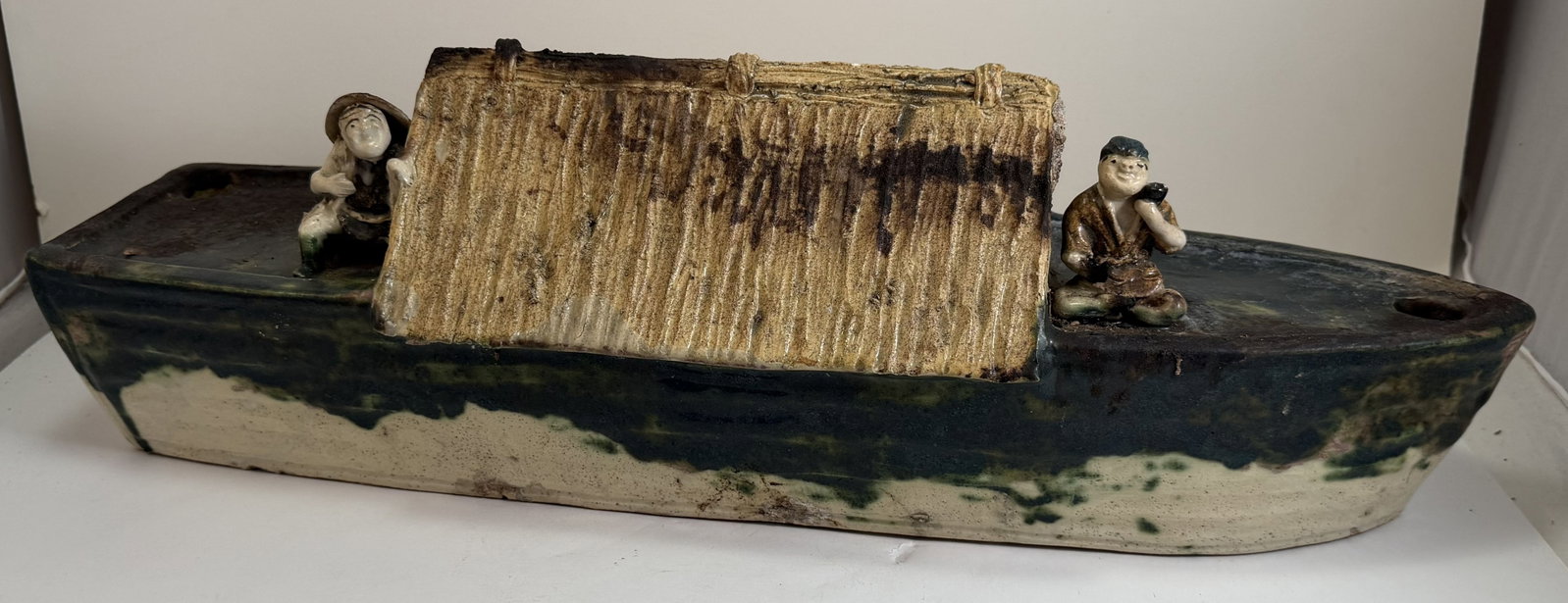 Japanese Oribe Ware Boat, 19th Century (1 of 4)
