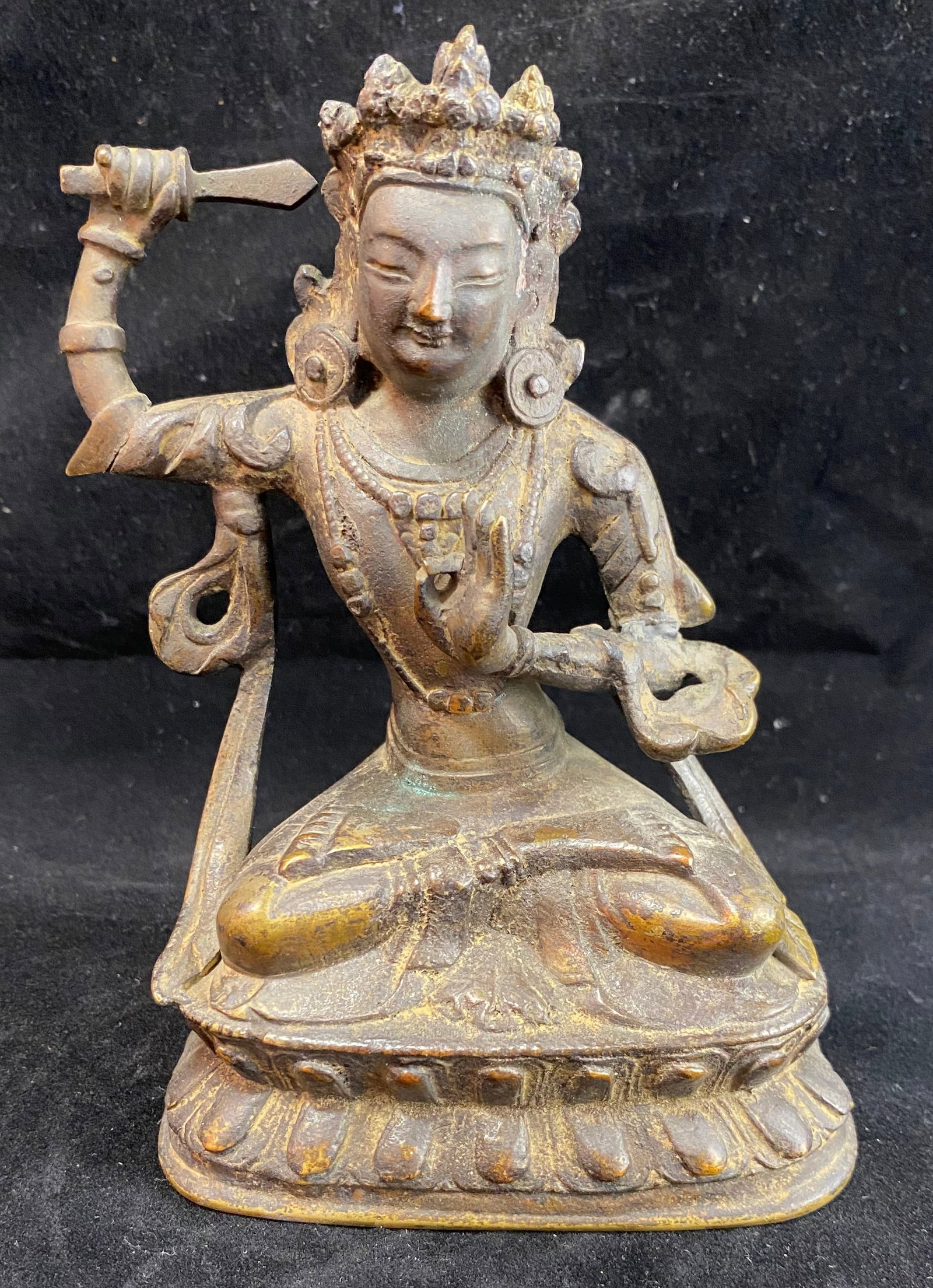 Chinese Bronze Seated Figure of the Bodhisattva Manjushri (1 of 5)