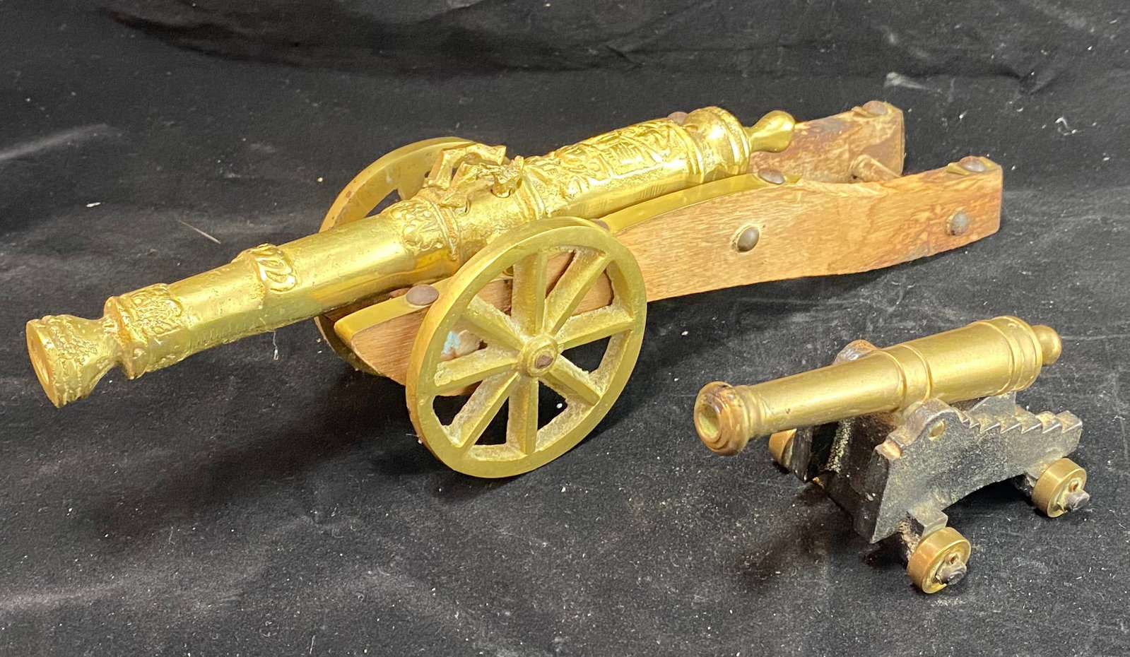 Two Antique Brass Model Cannons (1 of 4)