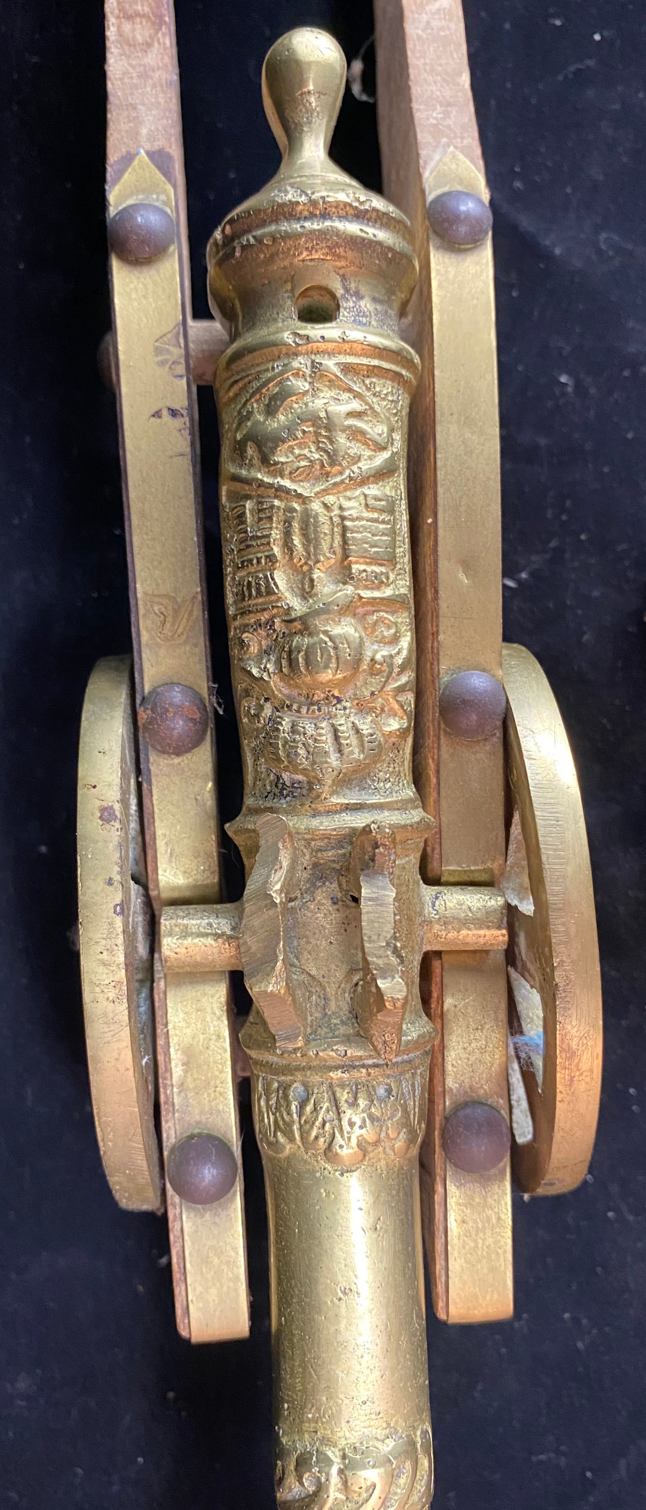 Two Antique Brass Model Cannons - 4