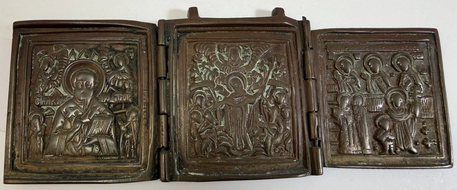 Russian Bronze Triptych Icon - 3