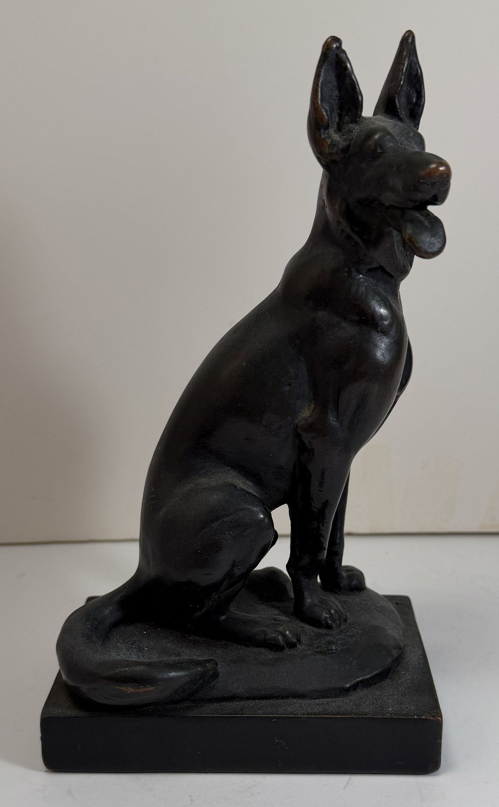 Paul Herzel (1876-1956), Bronze Figure of a German Shepherd: Signed on the back. 8 5/8 x 5 1/8 x 3 1/2 inches. Weight: 3 lbs. 2.5 oz.