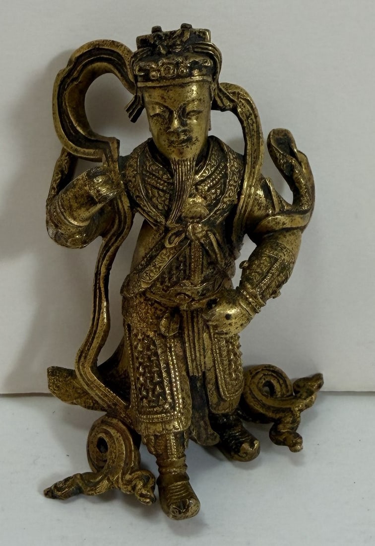 Chinese Small Gilt Bronze Figure of a Guardian, 17th / 18th Century (1 of 4)