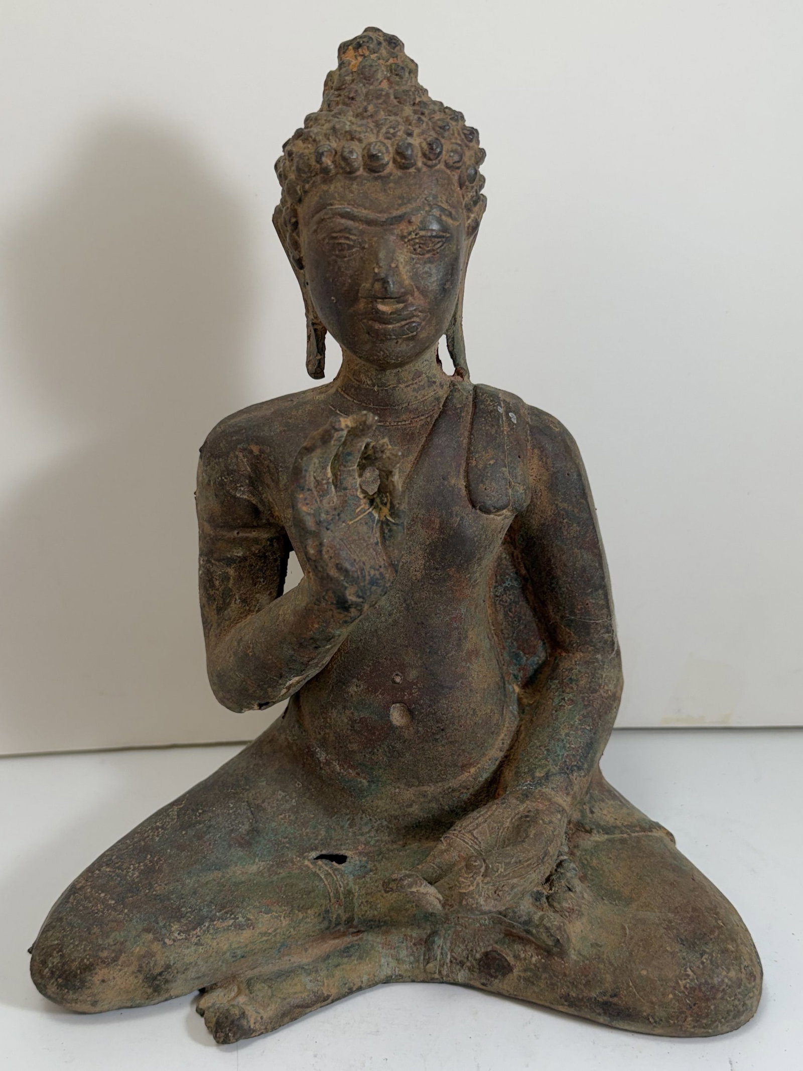 Burmese Copper or Iron Alloy Figure of Seated Buddha (1 of 6)