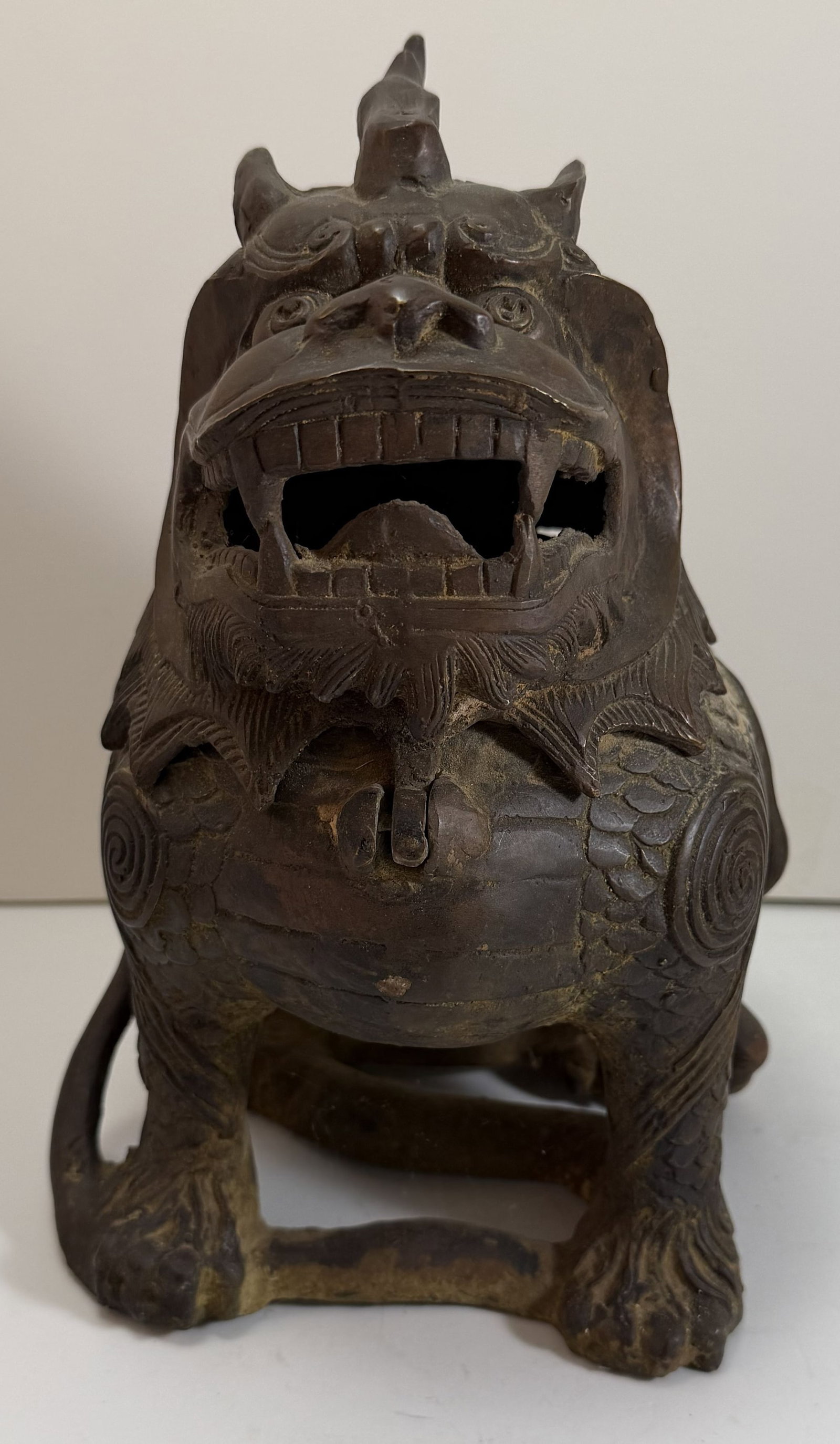 Chinese Mythical Beast Form Bronze Censer and Cover (1 of 6)