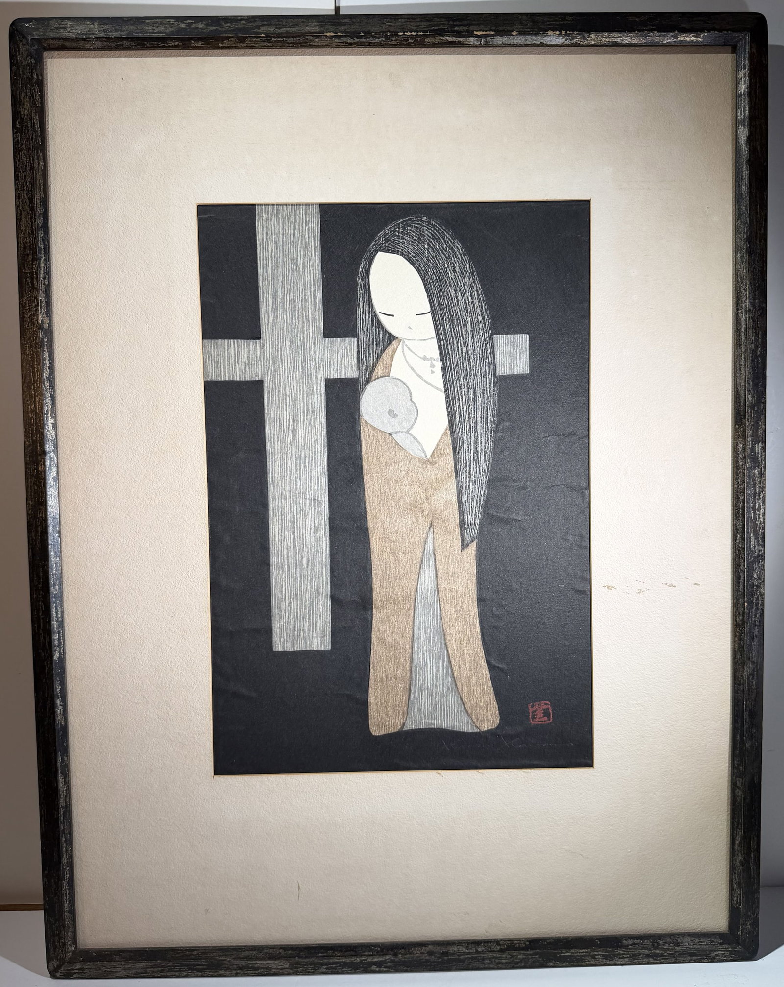Kaoru Kawano (Japan 1916-1965), Maria Kwannon, Japanese Woodblock Print (1 of 3)