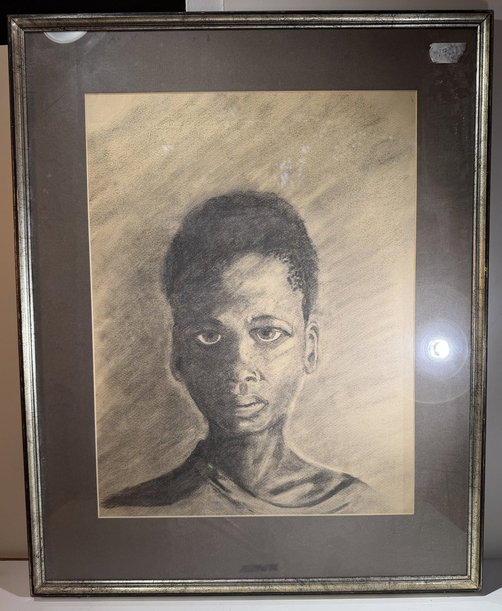 Aina Onabolu (Nigeria 1882-1963), Charcoal on Paper: Attributed to Aina Onabolu, signature not found, not inspected out of frame. Image size 20 1/2 by 15 3/4 inches, overall 28 3/4 by 23 inches. Weight: 5 lbs. 10 oz. This item is at our New York