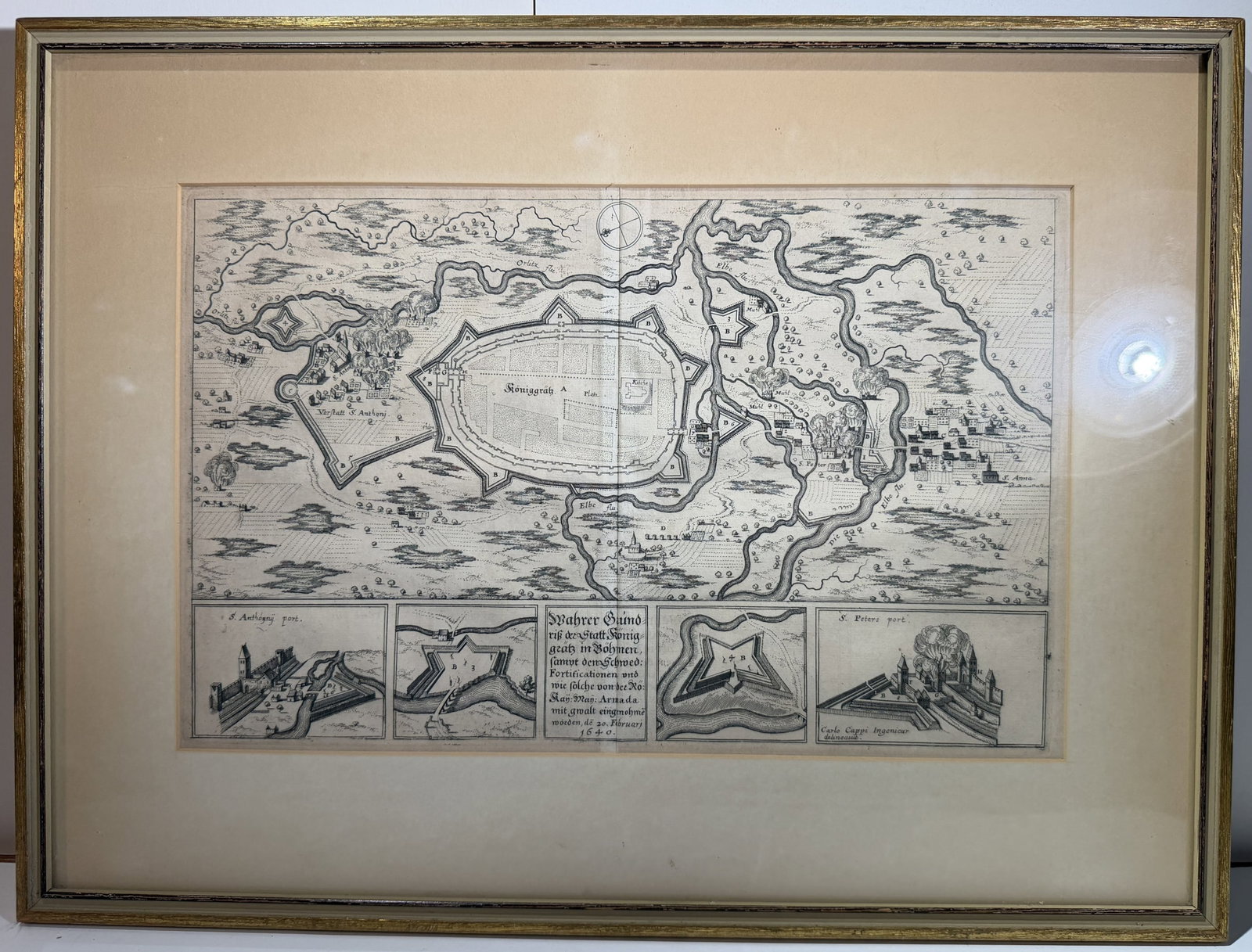 Map of a Fortified City, Etching, dated 1640 (1 of 3)