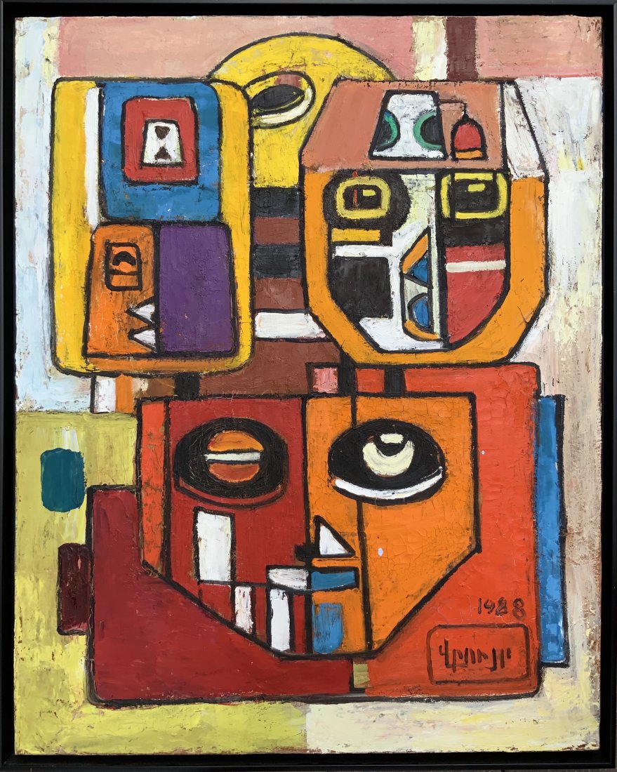 VRUIR GALSTYAN, The Pantomime, oil on canvas: The famous Armenian artist Vruyr Galstyan was born on March 3, 1924 in Yerevan, in a family of employees. He had loved painting since his childhood, but like all children at first he painted just for 