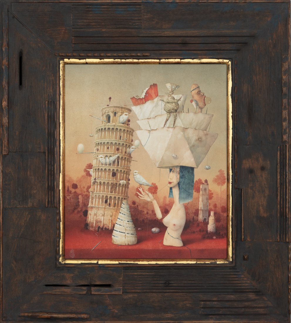 JANDA ZDENEK, Der Papierturm  egg tempura on paperboard (1 of 1)
