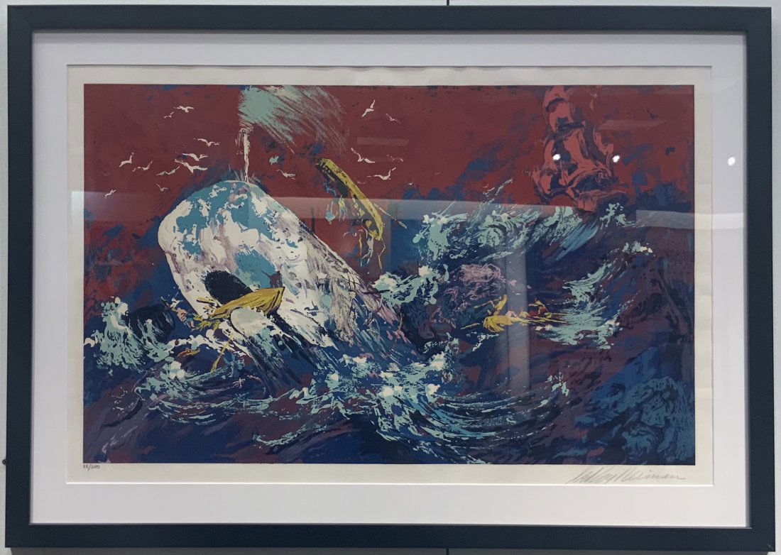 LEROY NEIMAN, Red Sky, Serigraph on paper: This Serigraph on Paper by LeRoy Neiman was produced in 1977. It is from the Moby Dick series. Signed and Numbered.