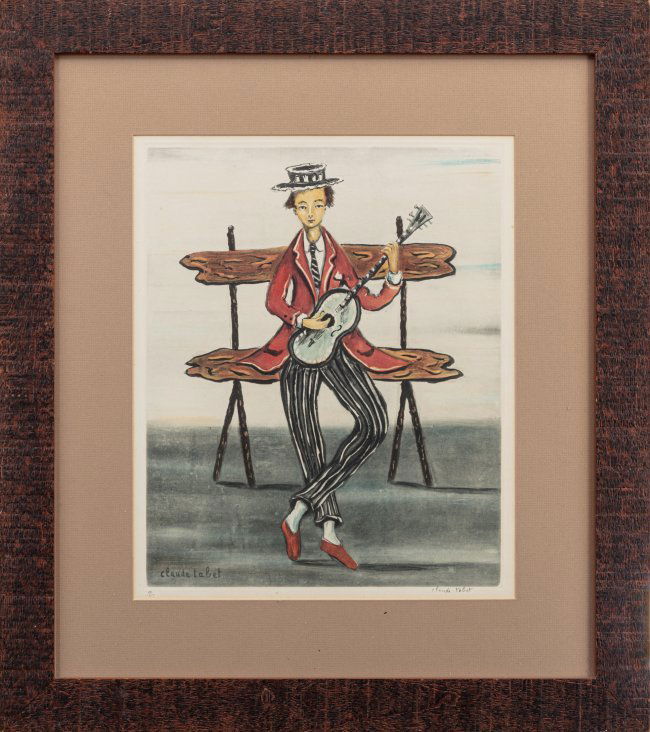 CLAUDE TABET, Musician, Lithograph: Claude Tabet was a French painter who was born in 1924.Claude Tabet's work has been offered at auction multiple times, with realized prices ranging from 24 USD to 480 USD, depending on the size and me