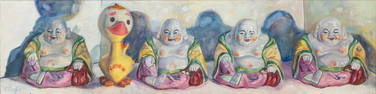 VICKI CHELF, Four Buddhas and a Duck, print