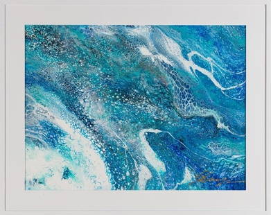 SUSIE SHARPE, Ocean Peace, mixed media on canvas: Susie Sharpe is being represented by ART AVENUE GALLERIES in Sarasota, Florida. Her Vibrant Colors, along with her passion for classical music and her Medical Doctor career, have brought us a