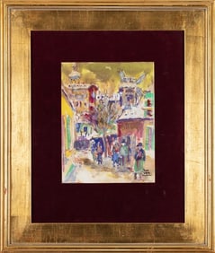 JUAN GRIS, City Life in Paris, watercolor on board