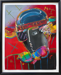 PETER MAX, ZERO MAN, 1994: THIS piece was exhibited in 1995 at the Dyansen Gallery in Trump Tower, of which Mr. Trump appeared live at the opening night. It is an unique original acrylic on paper, 48 x 36 inches. All the paperw