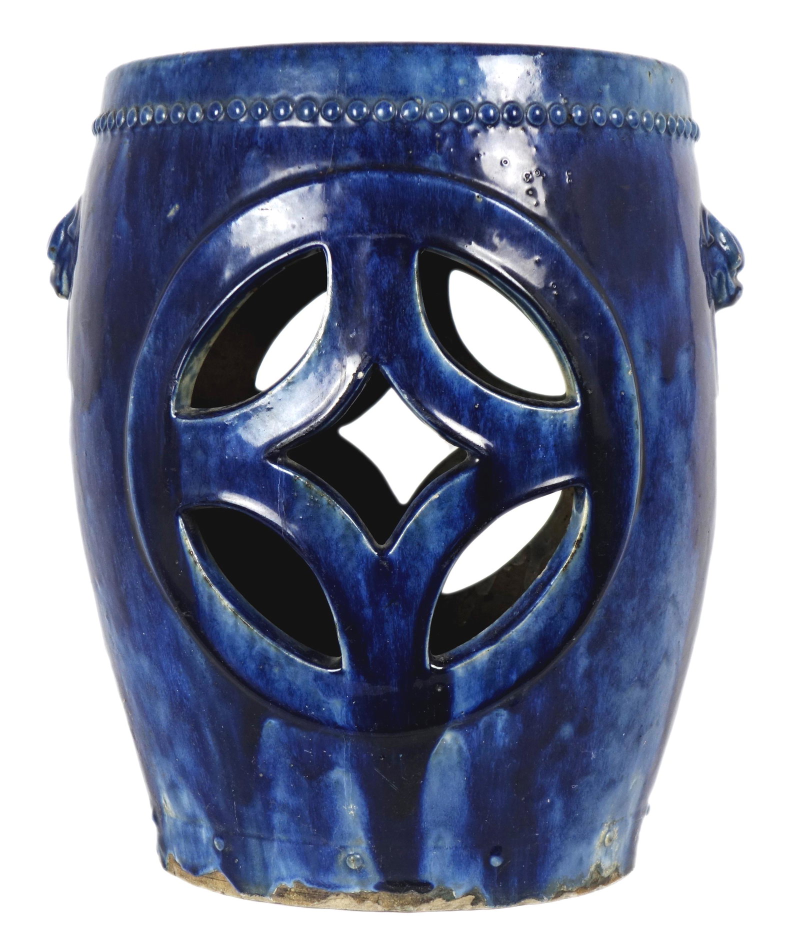 Antique Chinese Garden Seat In Cobalt Blue, seems to be (1 of 6)