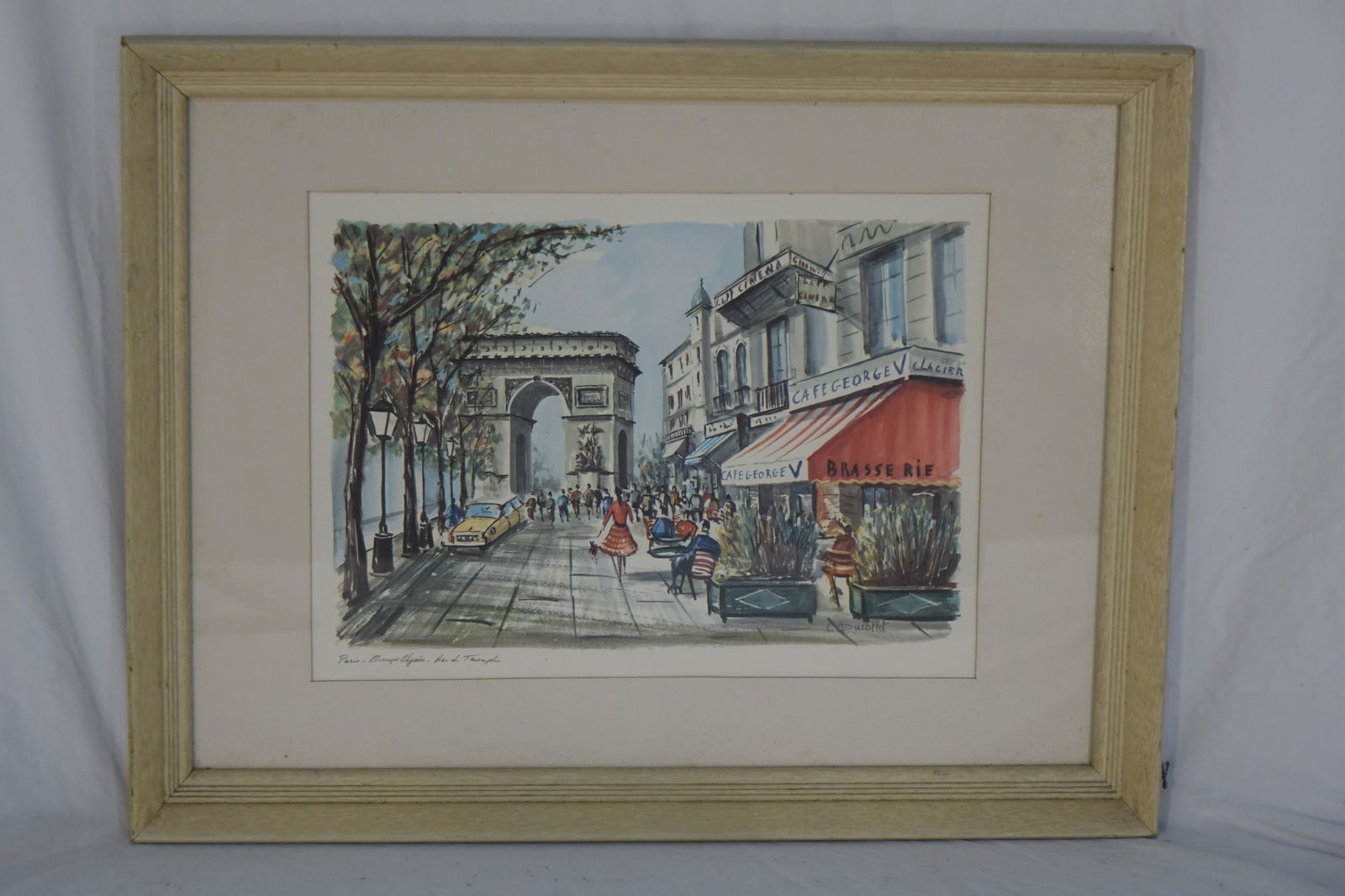 Vibrant Paris Road Signed Watercolor Painting Original (1 of 5)