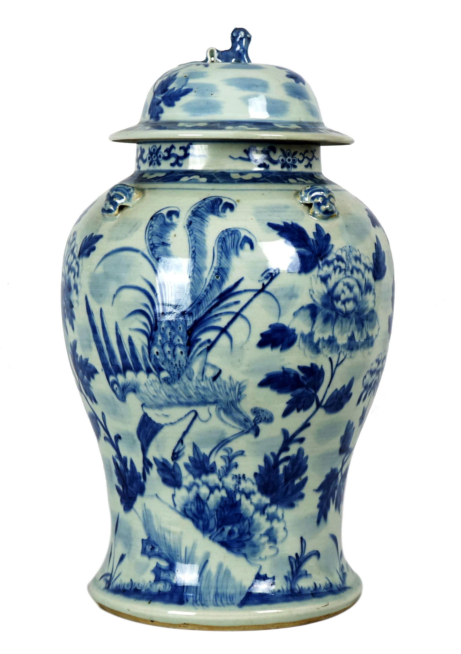 Antique Cobalt Blue and White Temple Jar (1 of 4)