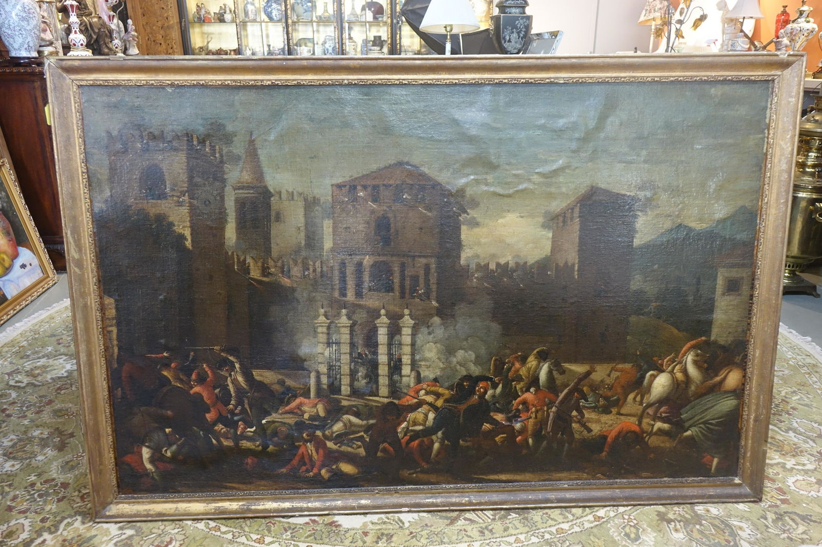 Castle Battle Oil on Canvas Painting (1 of 8)