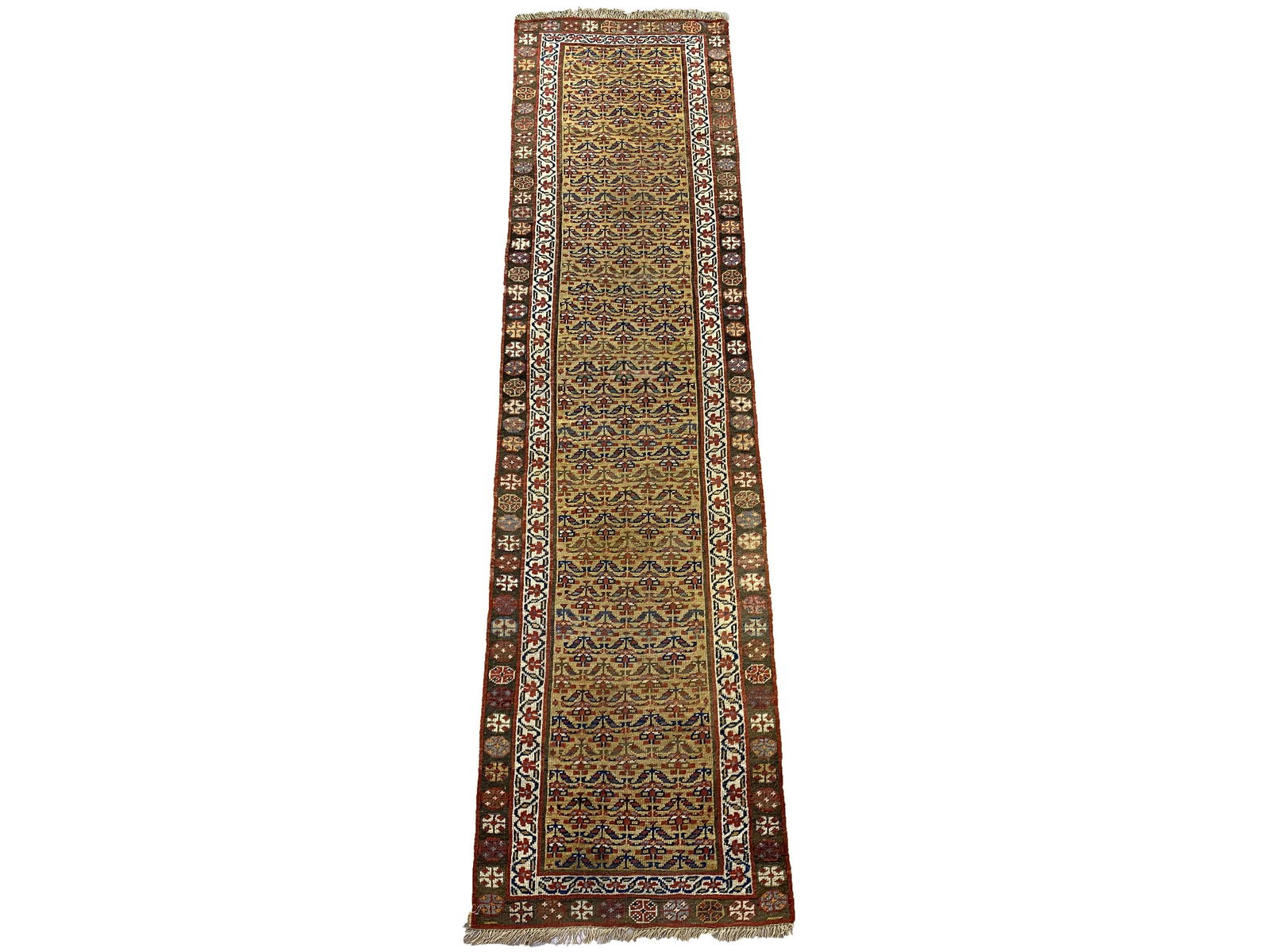 Antique Gharabagh/Kazak Runner Rug - 9'-1" x 2'-6": Antique Gharabagh/Kazak Runner Rug - 9'-1" x 2'-6"