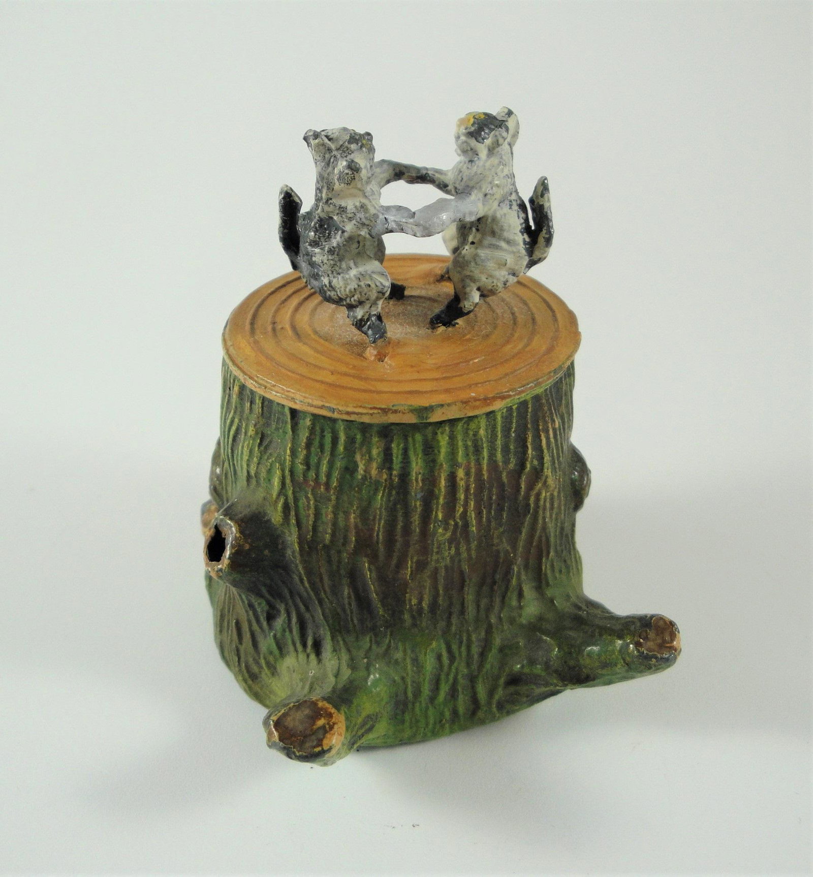 Cold Painted "Dancing Squirrels on Stump" Inkwell, (1 of 6)