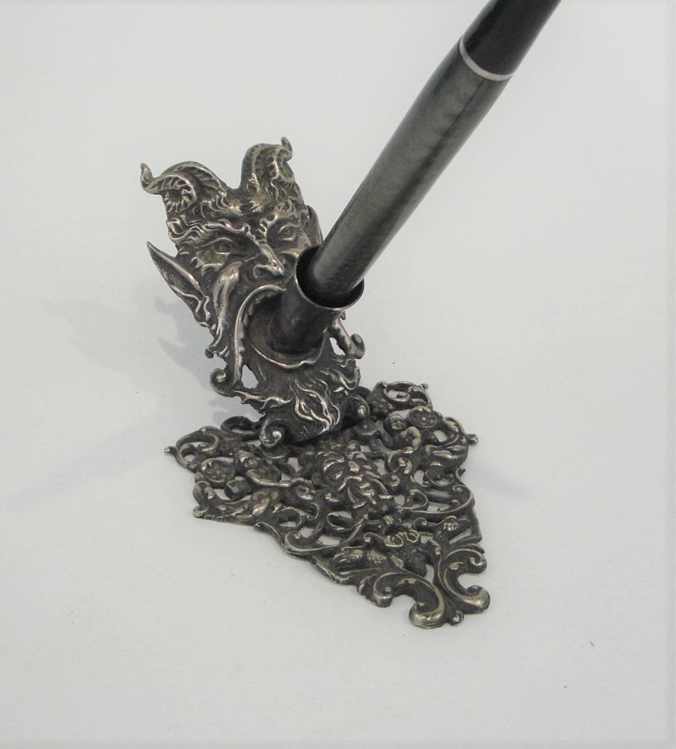 Victorian Silver Novelty Inkwell in Form of a Satyr, (1 of 9)