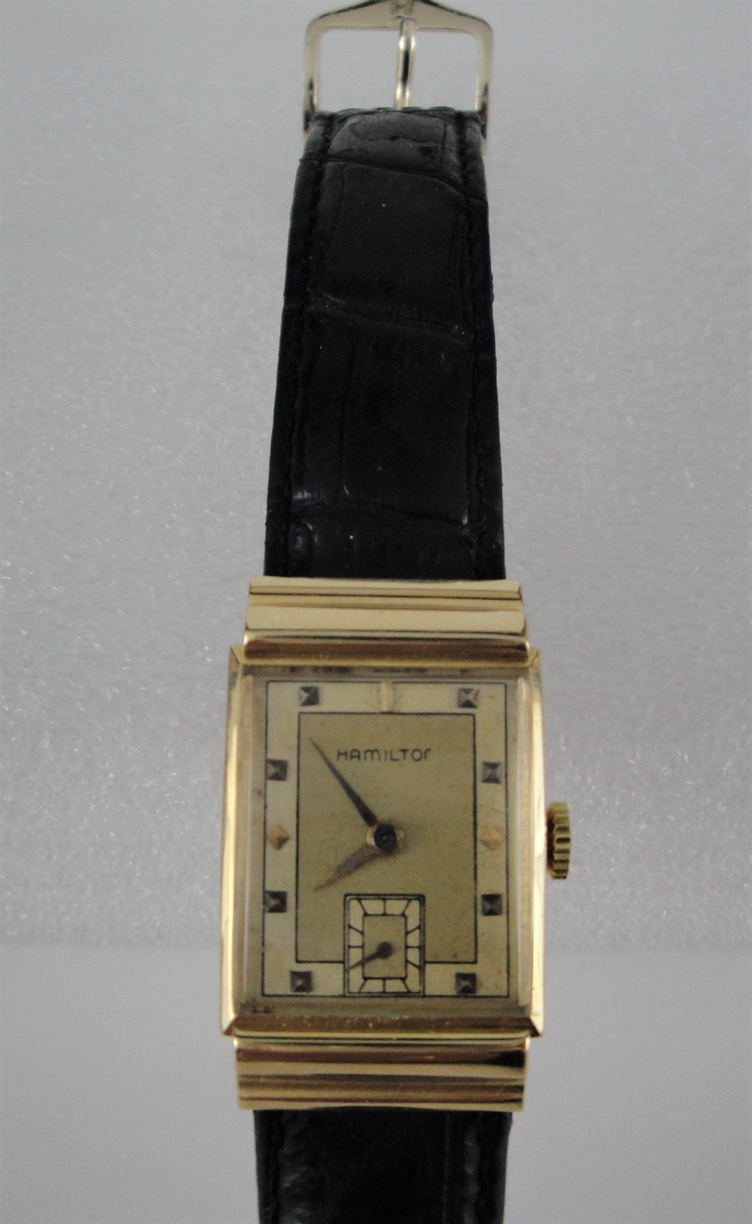 A Tank Style, 18 Karat Yellow Gold "Gordon" Wristwatch (1 of 5)