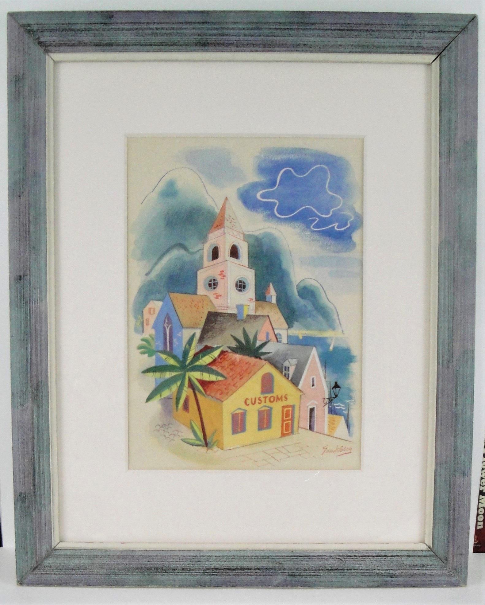 William Sanderson (CO, NY, Latvia 1905 - 1990) "Customs (1 of 5)